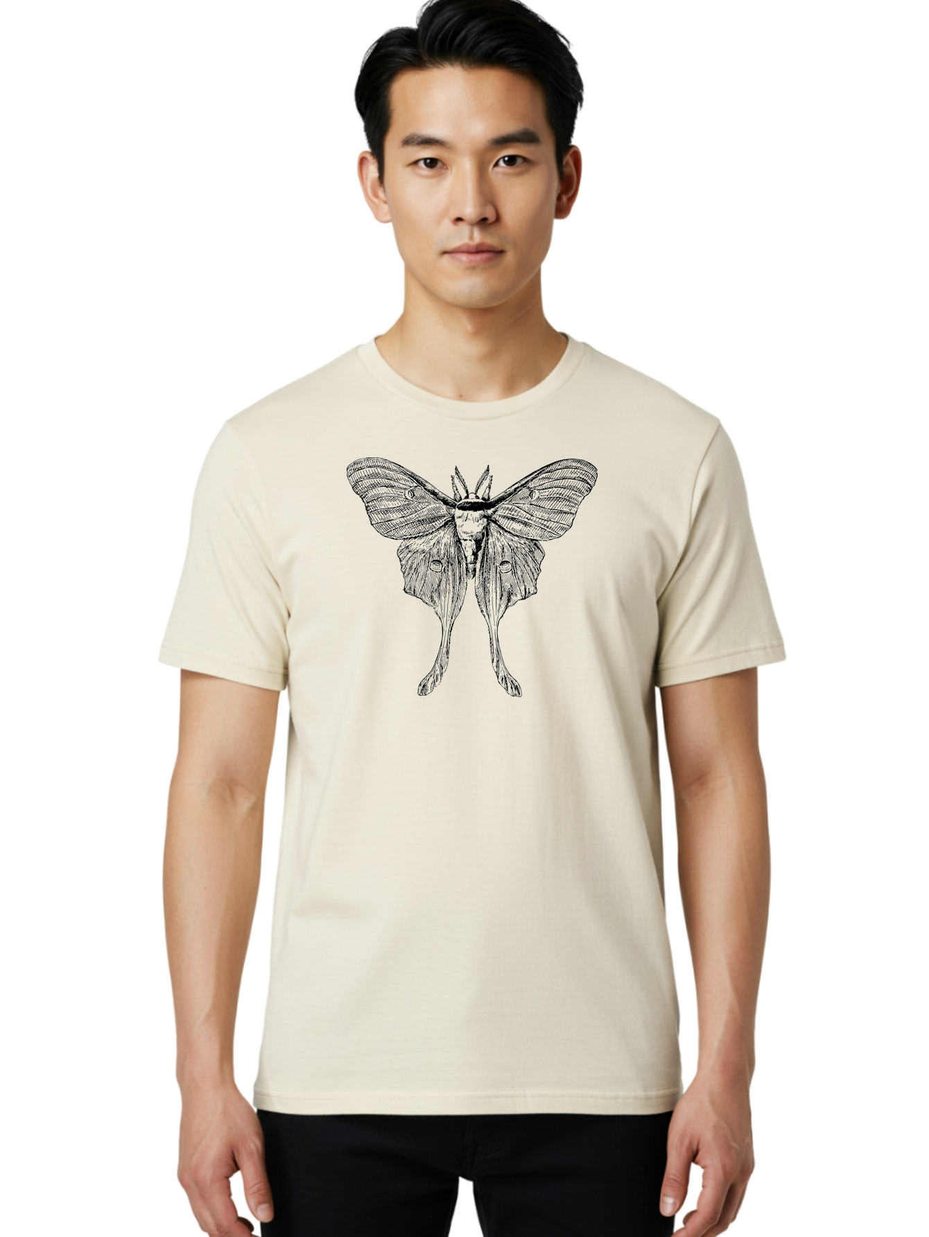 Luna-Moth Men'S Graphic Tee, 100% Cotton, Comfortable Casual Summer Wear, Machine Washable, Luna Moth, Insect Art, Entomology Illustration, Detailed Drawing, Natural History Art, Wingspan, Nocturnal Creature, Gothic Aesthetic, Aab543 18