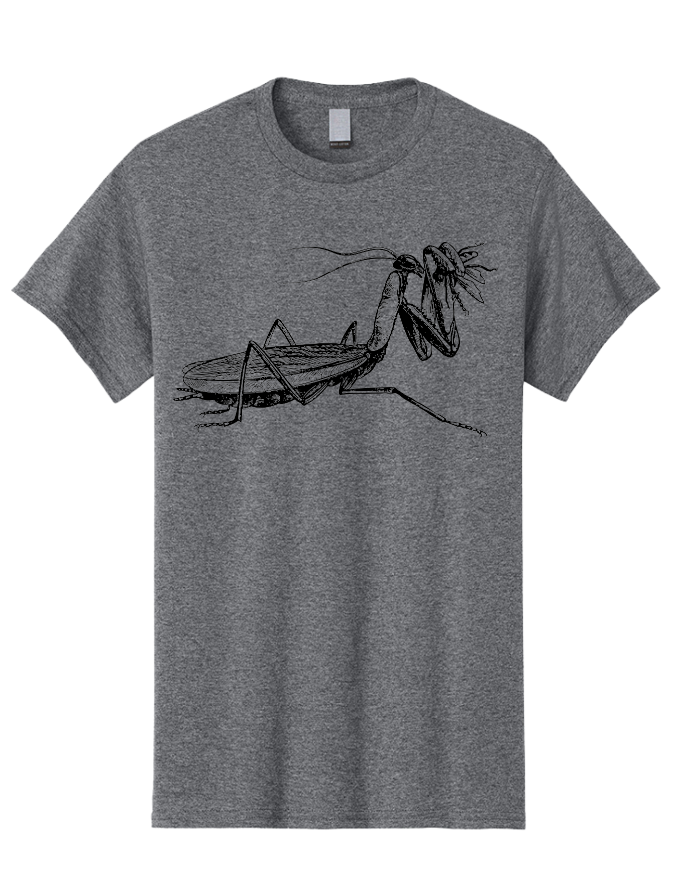 Mantis-Eating-Fly Men'S Graphic Tee, 100% Cotton, Comfortable Casual Summer Wear, Machine Washable, Praying Mantis Eating A Fly, Insect Predator, Detailed Illustration, Black And Green, Entomology Art, Wildlife Photography, Insect Behavior Aab544 9