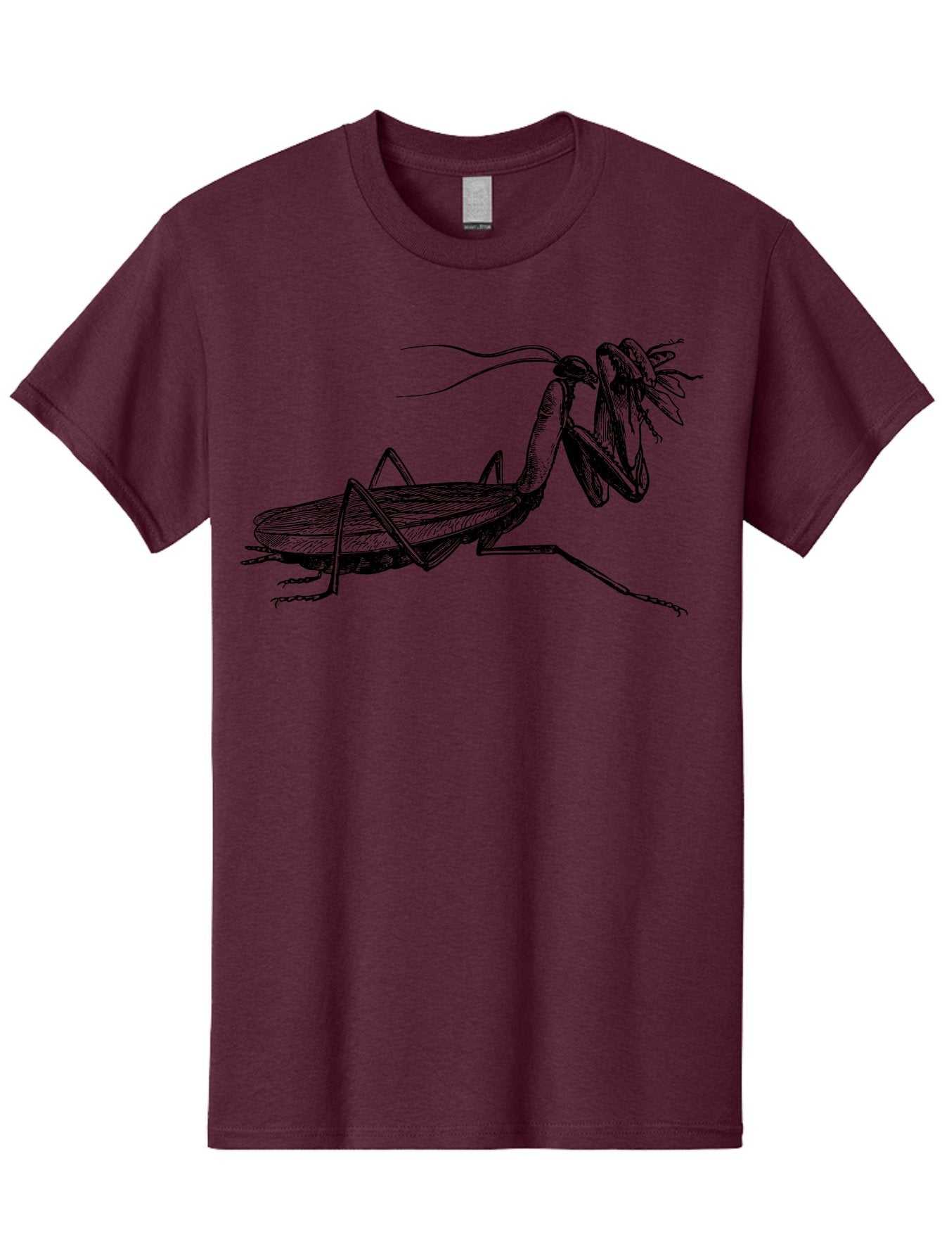 Mantis-Eating-Fly Men'S Graphic Tee, 100% Cotton, Comfortable Casual Summer Wear, Machine Washable, Praying Mantis Eating A Fly, Insect Predator, Detailed Illustration, Black And Green, Entomology Art, Wildlife Photography, Insect Behavior Aab544 4