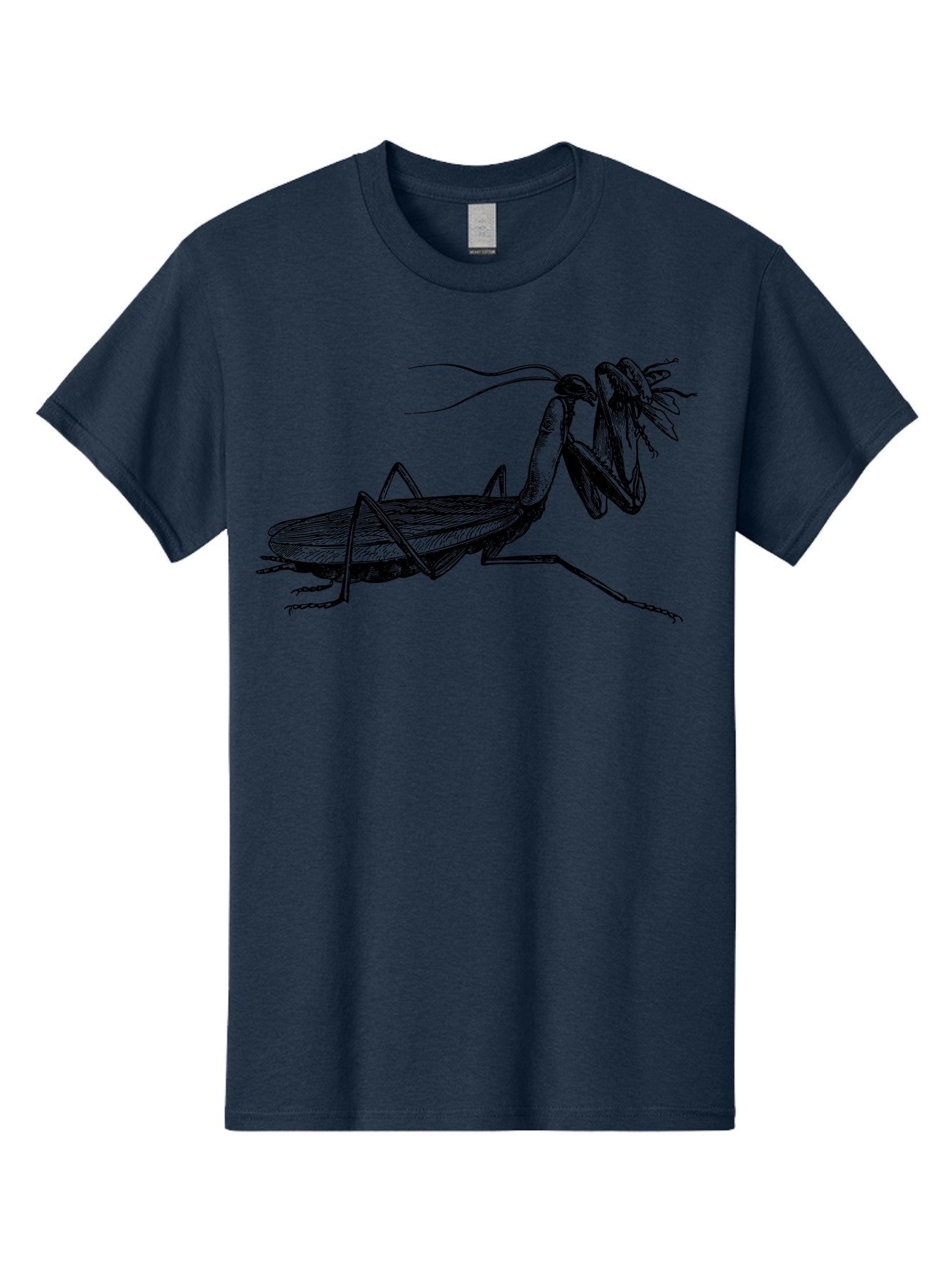 Mantis-Eating-Fly Men'S Graphic Tee, 100% Cotton, Comfortable Casual Summer Wear, Machine Washable, Praying Mantis Eating A Fly, Insect Predator, Detailed Illustration, Black And Green, Entomology Art, Wildlife Photography, Insect Behavior Aab544 8