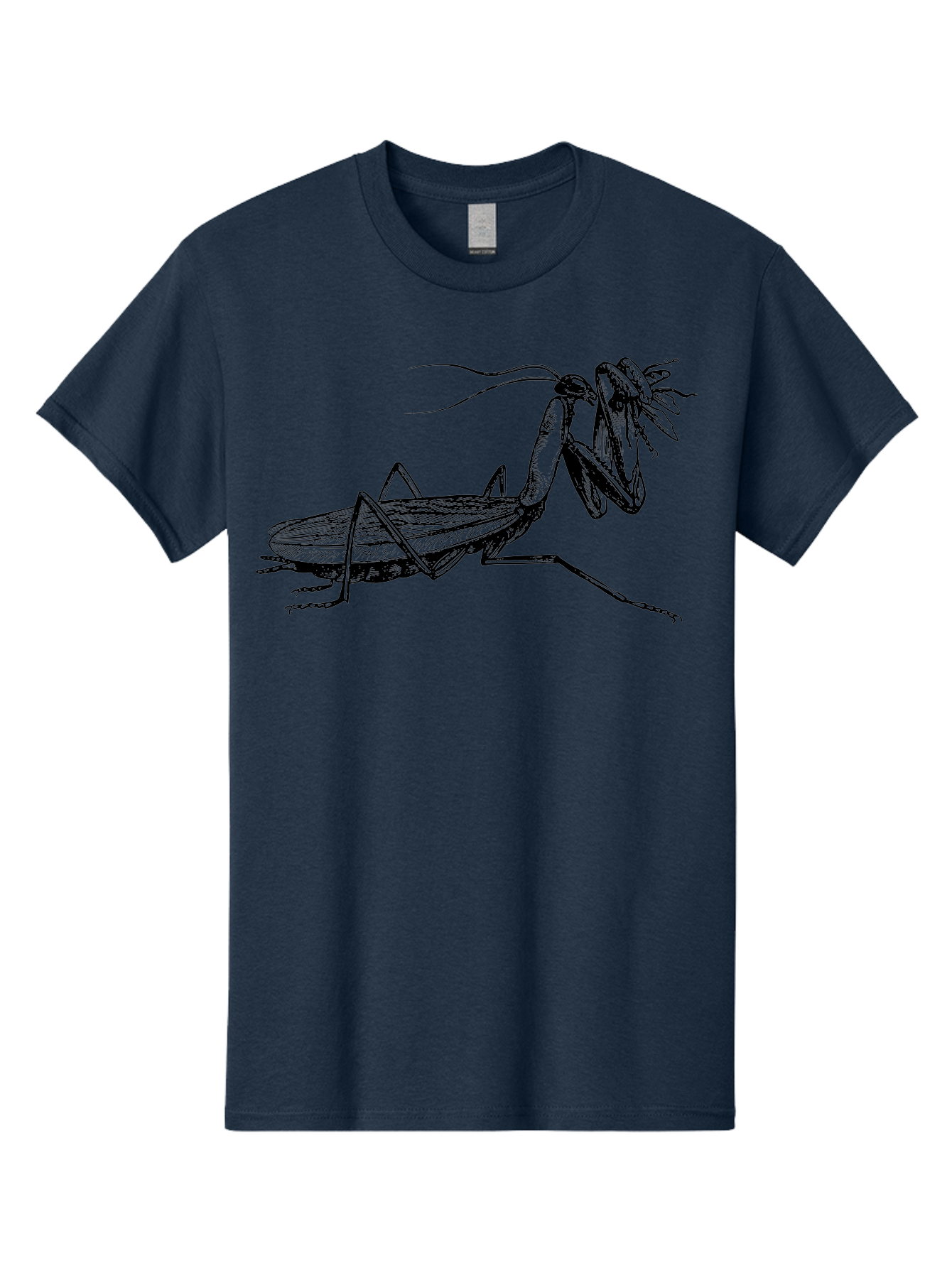 Mantis-Eating-Fly Men'S Graphic Tee, 100% Cotton, Comfortable Casual Summer Wear, Machine Washable, Praying Mantis Eating A Fly, Insect Predator, Detailed Illustration, Black And Green, Entomology Art, Wildlife Photography, Insect Behavior Aab544 19