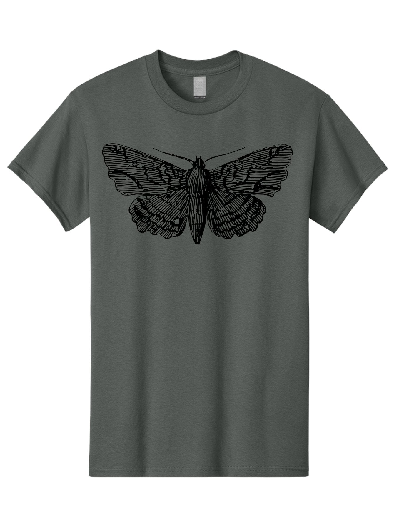 Moth-1 Men'S Graphic Tee, 100% Cotton, Comfortable Casual Summer Wear, Machine Washable, Moth Illustration, Insect Art, Black And Green, Detailed Drawing, Line Art, Entomology, Wing Patterns, Nocturnal Creature, Delicate Features Aab546 15