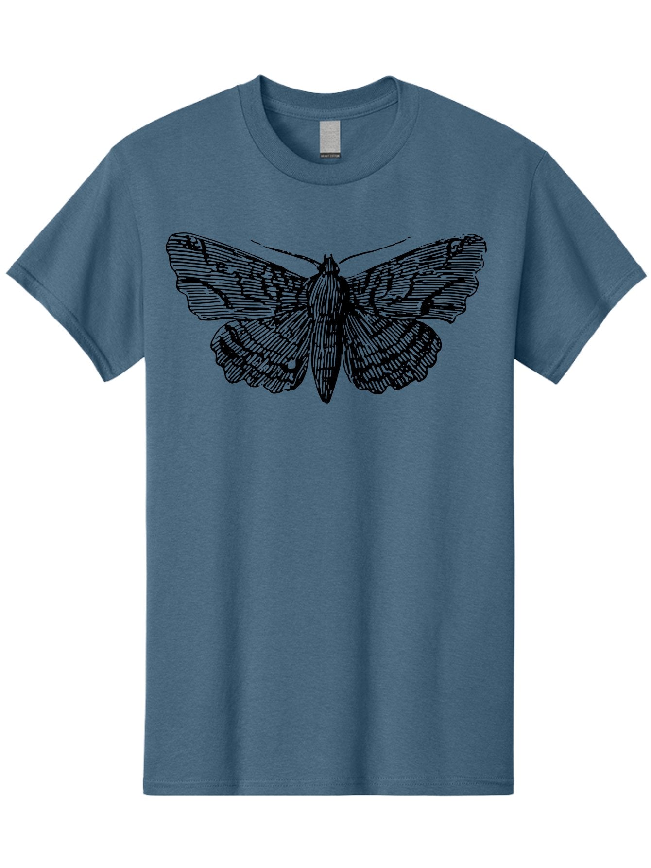 Moth-1 Men'S Graphic Tee, 100% Cotton, Comfortable Casual Summer Wear, Machine Washable, Moth Illustration, Insect Art, Black And Green, Detailed Drawing, Line Art, Entomology, Wing Patterns, Nocturnal Creature, Delicate Features Aab546 3