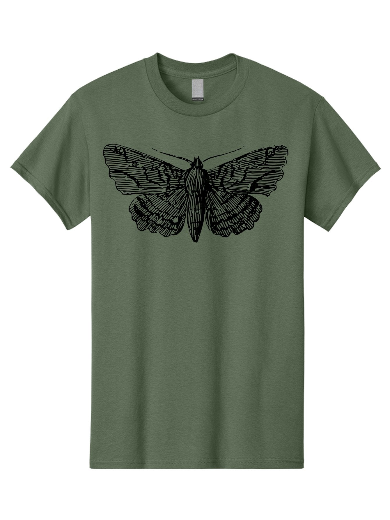 Moth-1 Men'S Graphic Tee, 100% Cotton, Comfortable Casual Summer Wear, Machine Washable, Moth Illustration, Insect Art, Black And Green, Detailed Drawing, Line Art, Entomology, Wing Patterns, Nocturnal Creature, Delicate Features Aab546 13