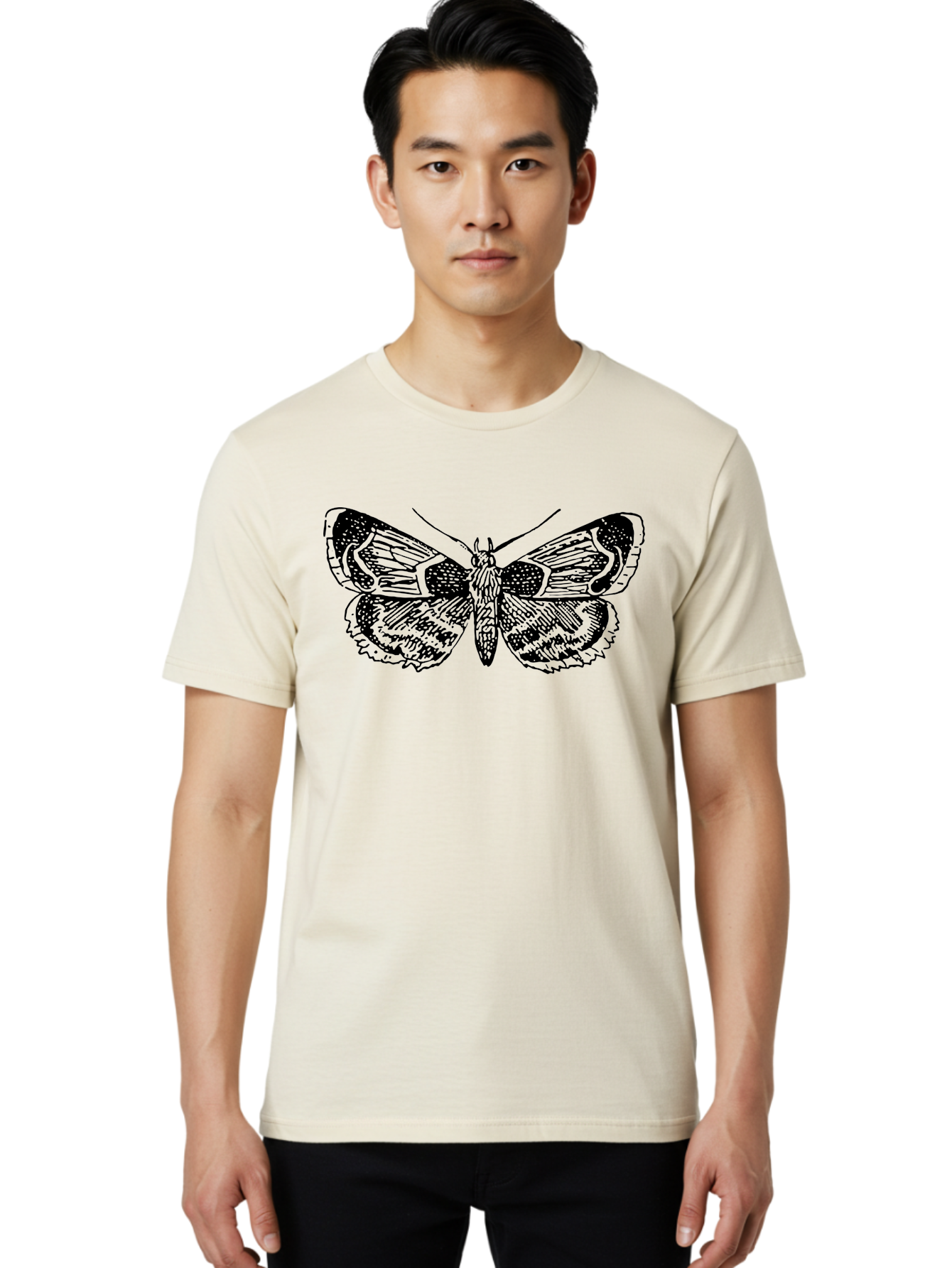Moth-2 Men'S Graphic Tee, 100% Cotton, Comfortable Casual Summer Wear, Machine Washable, Moth Illustration, Insect Art, Detailed Silhouette, Nocturnal Creature, Wing Pattern, Ornate Design, Detailed Texture, Entomology, Butterfly Relative Aab547 18