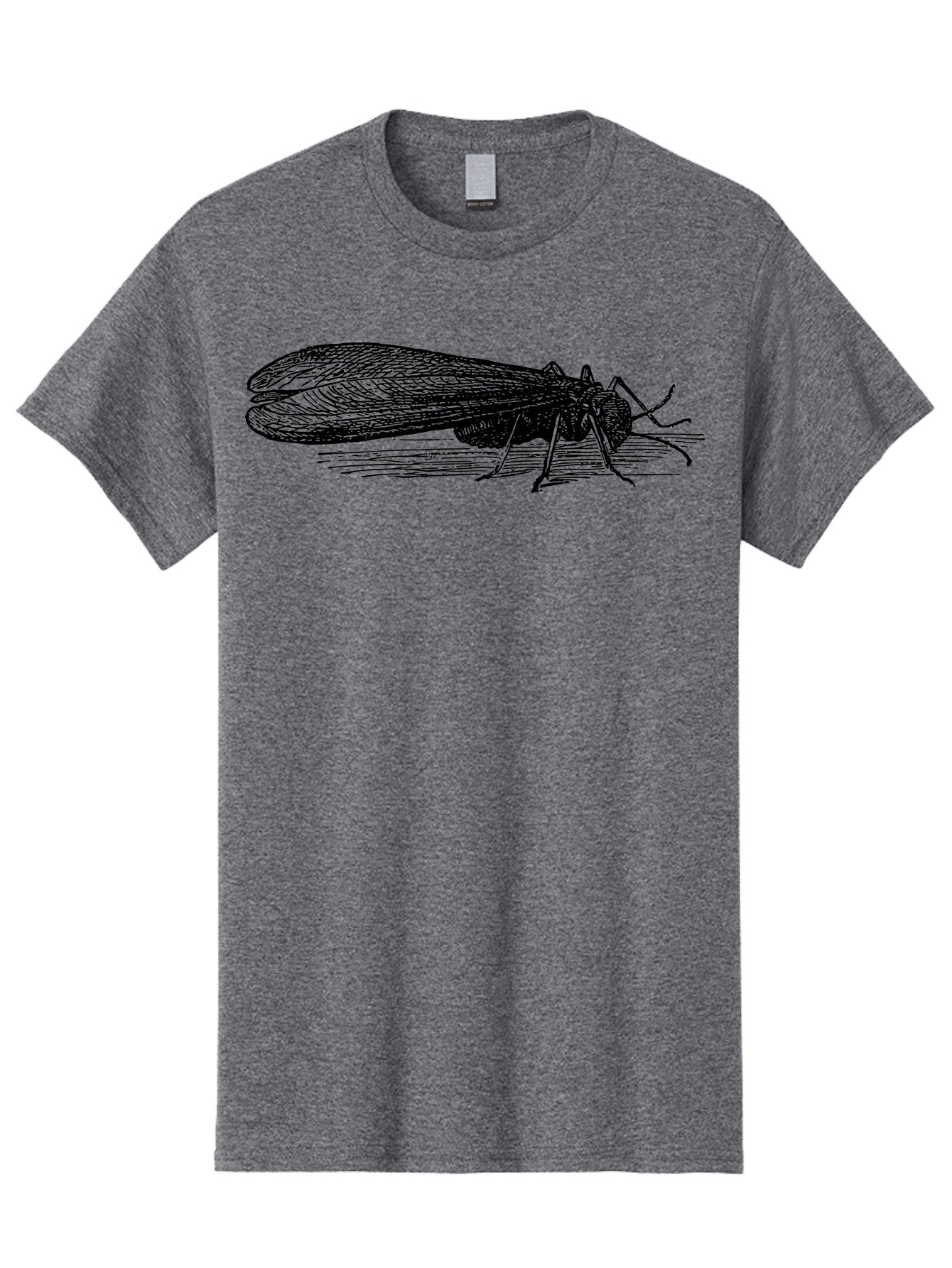 Moth Men'S Graphic Tee, 100% Cotton, Comfortable Casual Summer Wear, Machine Washable, Mayfly Insect, Vintage Illustration, Black And White Artwork, Detailed Drawing, Insect Anatomy, Entomology, Wildlife Art, Natural History, Insect Wings, Aab549 7