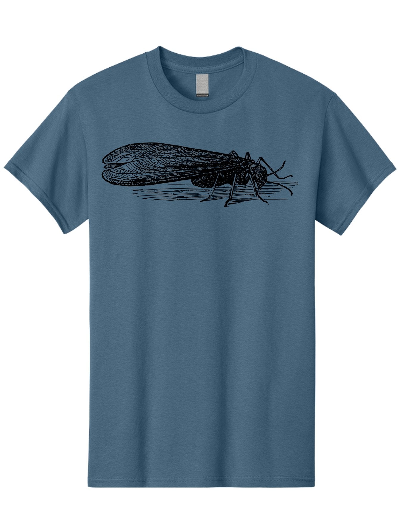 Moth Men'S Graphic Tee, 100% Cotton, Comfortable Casual Summer Wear, Machine Washable, Mayfly Insect, Vintage Illustration, Black And White Artwork, Detailed Drawing, Insect Anatomy, Entomology, Wildlife Art, Natural History, Insect Wings, Aab549 15