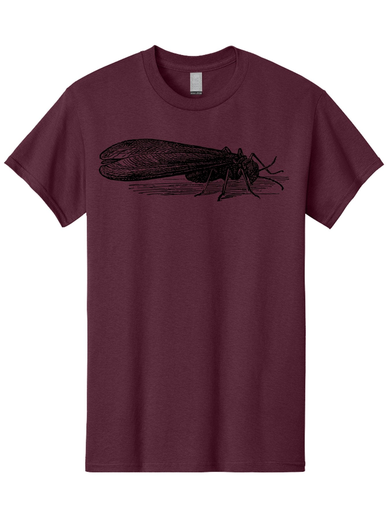 Moth Men'S Graphic Tee, 100% Cotton, Comfortable Casual Summer Wear, Machine Washable, Mayfly Insect, Vintage Illustration, Black And White Artwork, Detailed Drawing, Insect Anatomy, Entomology, Wildlife Art, Natural History, Insect Wings, Aab549 14