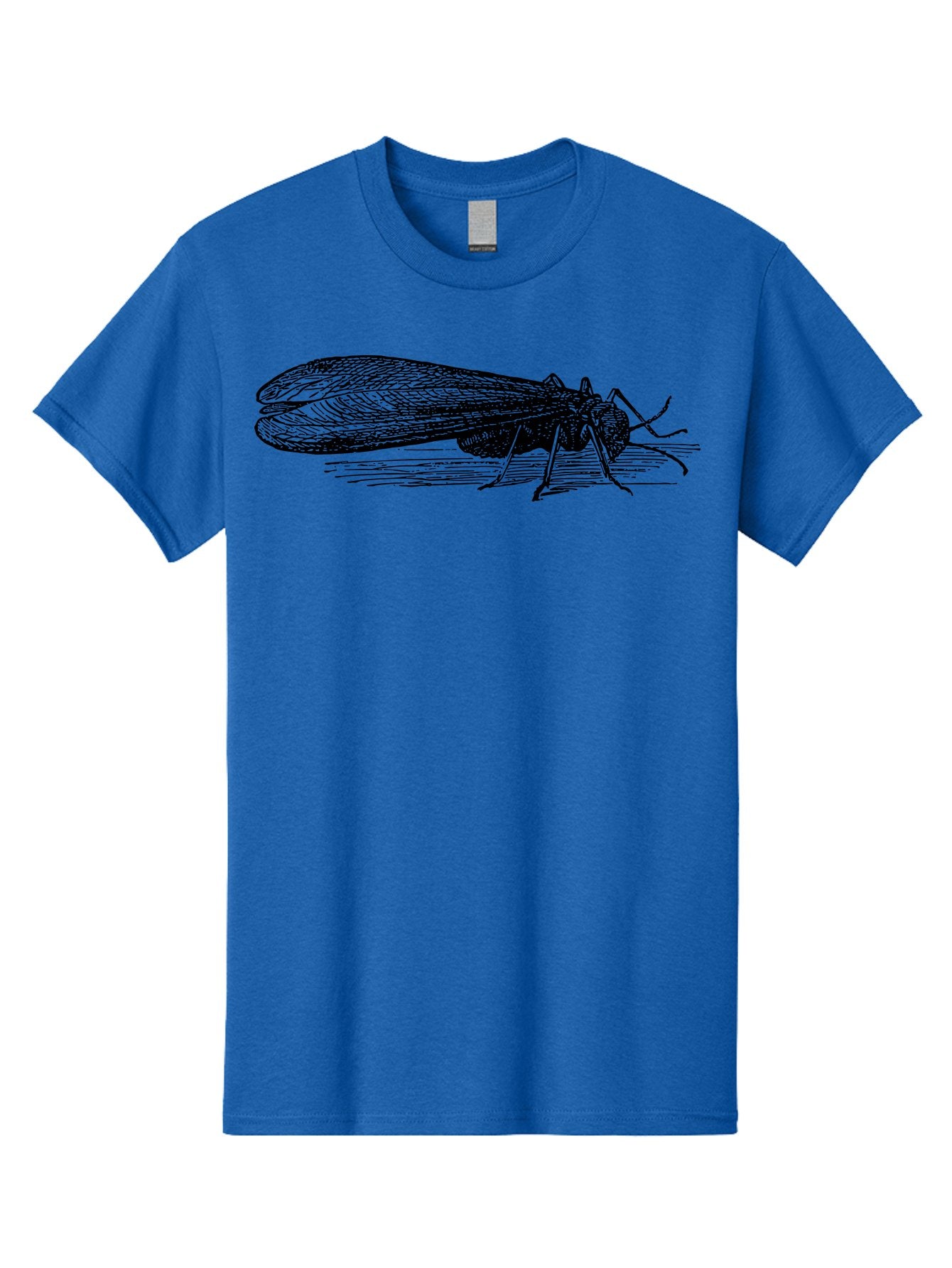 Moth Men'S Graphic Tee, 100% Cotton, Comfortable Casual Summer Wear, Machine Washable, Mayfly Insect, Vintage Illustration, Black And White Artwork, Detailed Drawing, Insect Anatomy, Entomology, Wildlife Art, Natural History, Insect Wings, Aab549 13