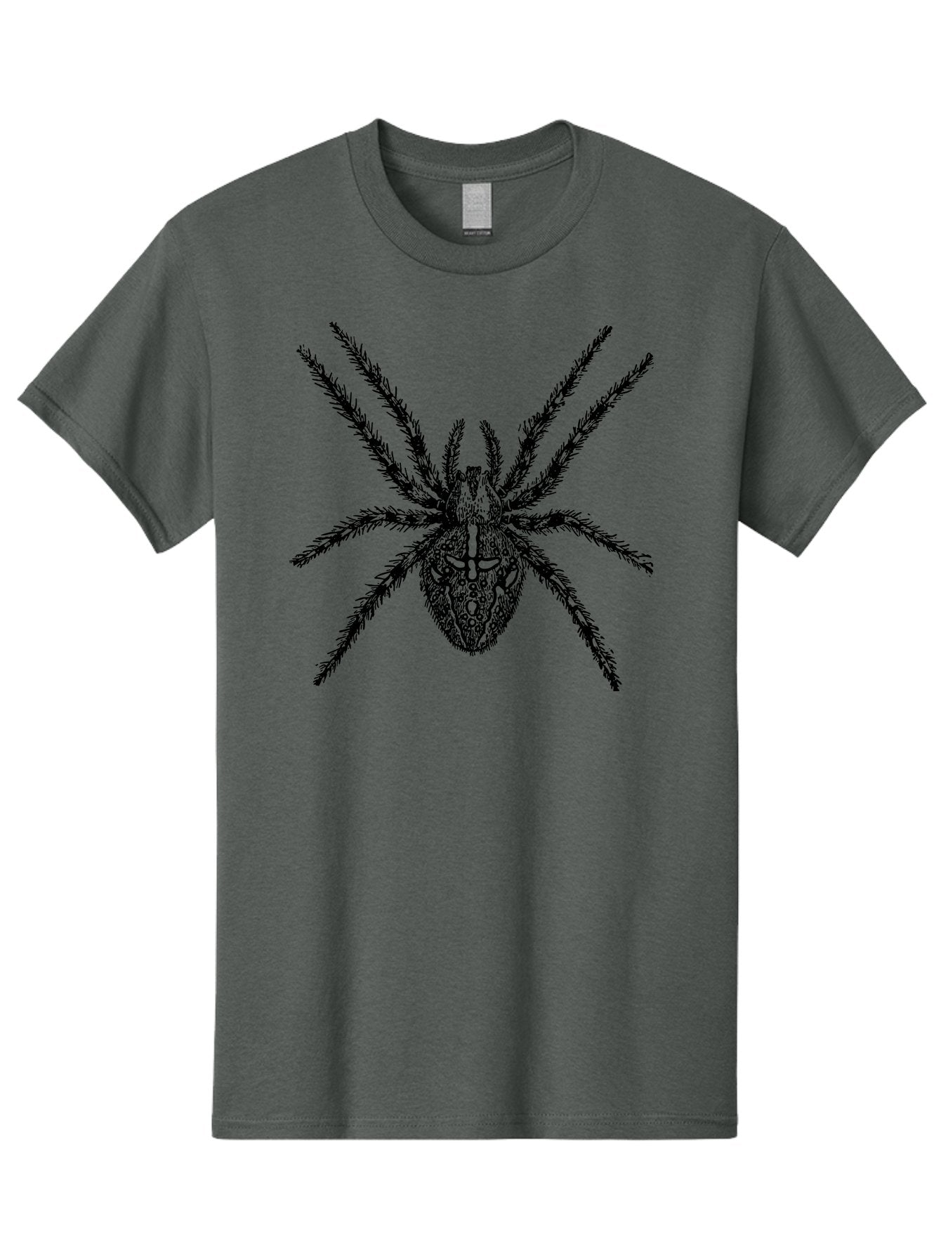Spider-Tattoo Men'S Graphic Tee, 100% Cotton, Comfortable Casual Summer Wear, Machine Washable, Spider Art, Creepy Crawlies, Arachnid Illustration, Intricate Details, Spider Legs, Black And Green, Spider Design, Gothic Art Aab553 7