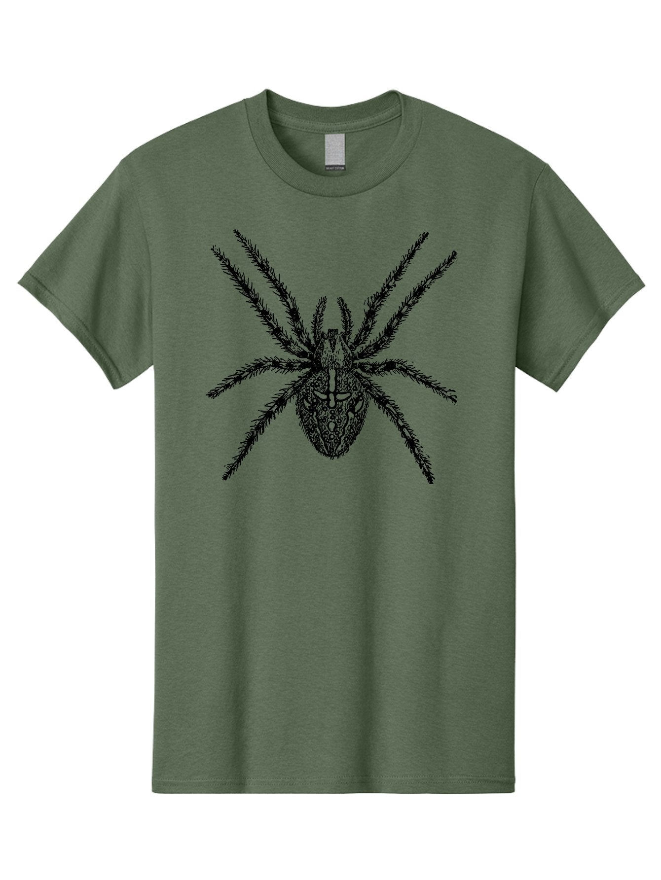 Spider-Tattoo Men'S Graphic Tee, 100% Cotton, Comfortable Casual Summer Wear, Machine Washable, Spider Art, Creepy Crawlies, Arachnid Illustration, Intricate Details, Spider Legs, Black And Green, Spider Design, Gothic Art Aab553