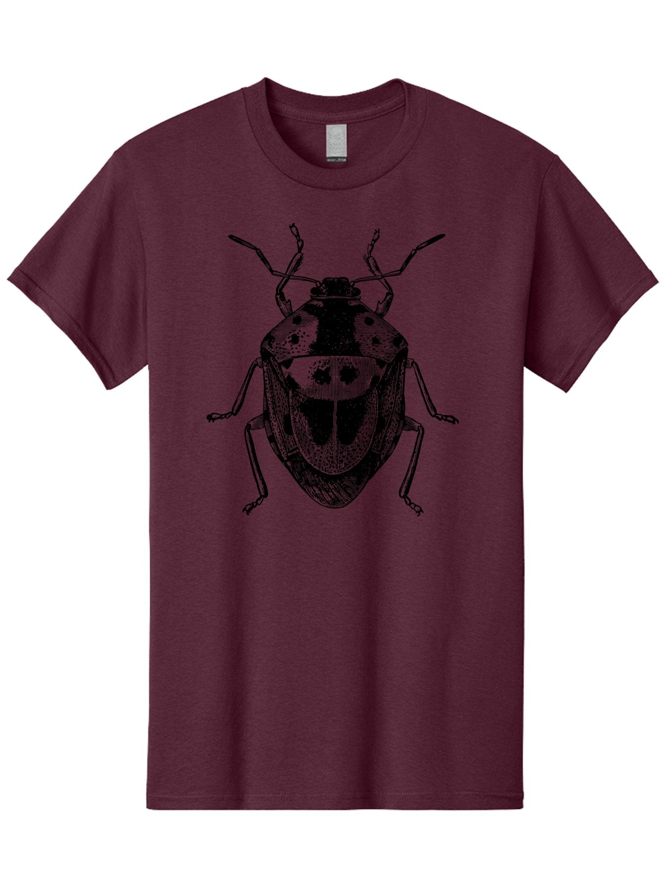 Spotted-Shield-Bug Men'S Graphic Tee, 100% Cotton, Comfortable Casual Summer Wear, Machine Washable, Shield Bug, Insect, Entomology, Bug Illustration, Black And Green, Detailed Drawing, Insect Anatomy, Bug Species, Natural History Aab555 13