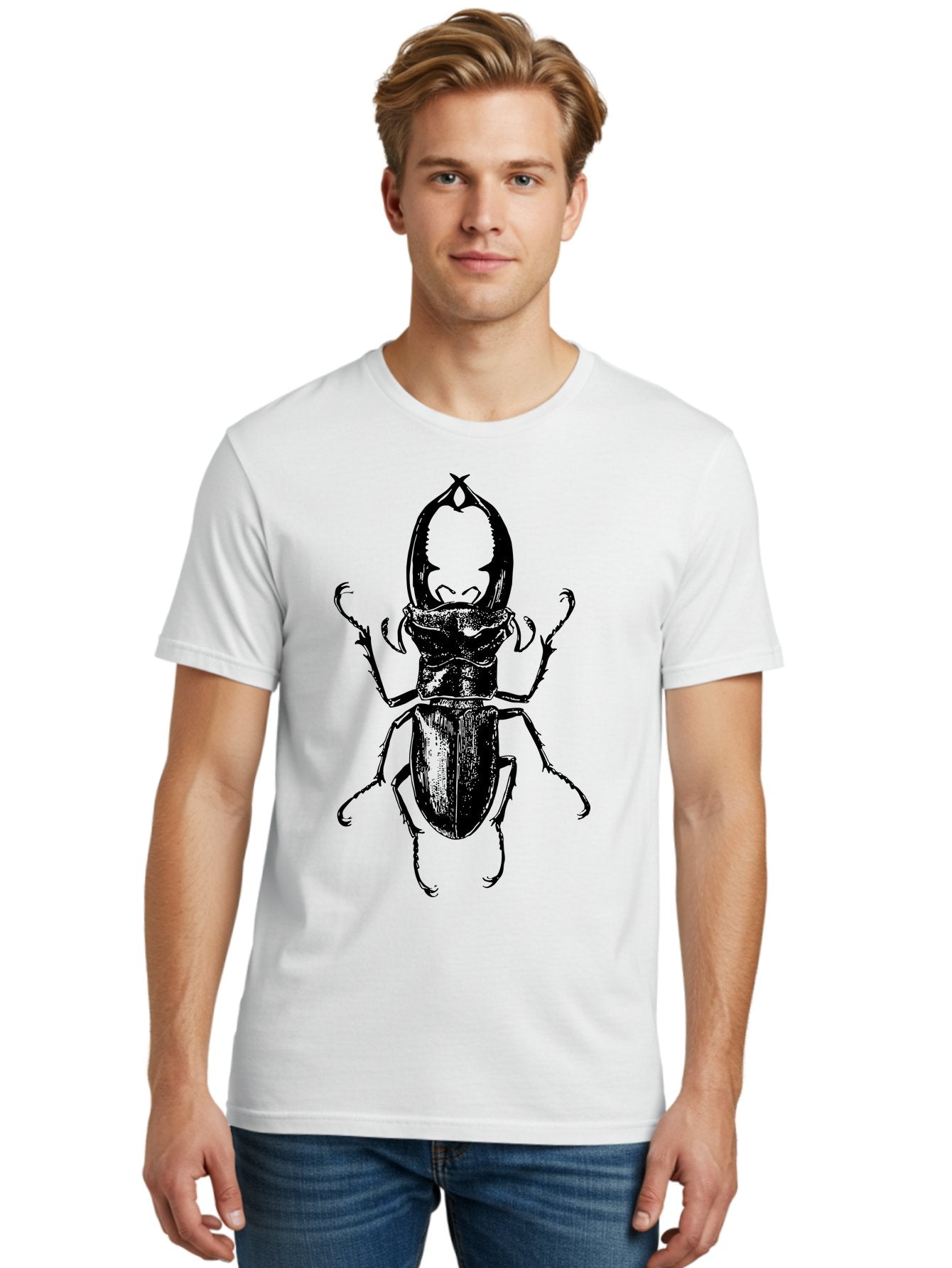 Stag-Beetle Men'S Graphic Tee, 100% Cotton, Comfortable Casual Summer Wear, Machine Washable, Stag Beetle, Insect Art, Entomology Illustration, Beetle Species, Wildlife Graphics, Detailed Drawing, Natural History, Insect Morphology Aab556 29