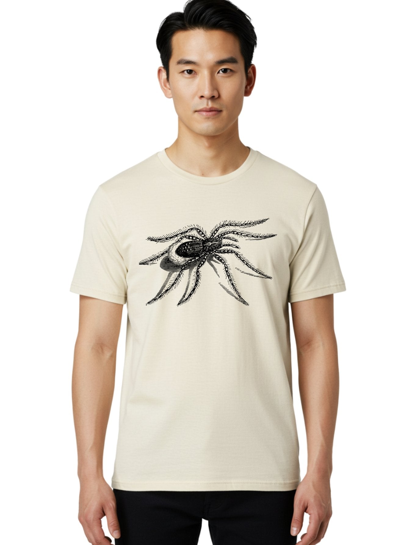 Tarantula-1 Men'S Graphic Tee, 100% Cotton, Comfortable Casual Summer Wear, Machine Washable, Black Spider, Spider Illustration, Arachnid Art, Creepy Crawlers, Eight-Legged Creature, Spider Graphics, Arachnophobia, Spider Silhouette Aab557 16