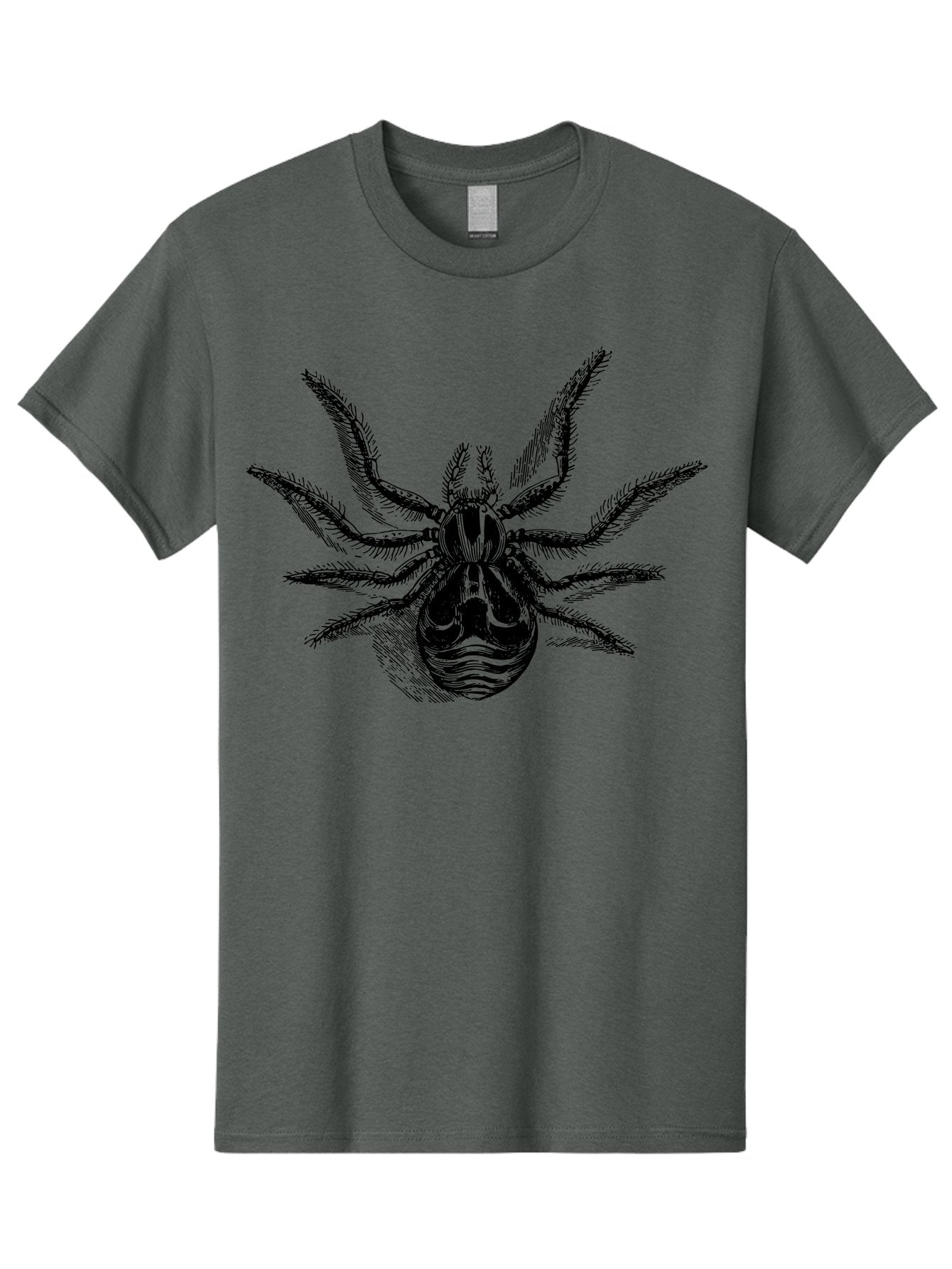 Tarantula Men'S Graphic Tee, 100% Cotton, Comfortable Casual Summer Wear, Machine Washable, Tarantula, Spider Illustration, Arachnid Art, Black And Green Design, Creepy Crawlers, Spider Graphics, Detailed Drawing, Spider Legs Aab558 14