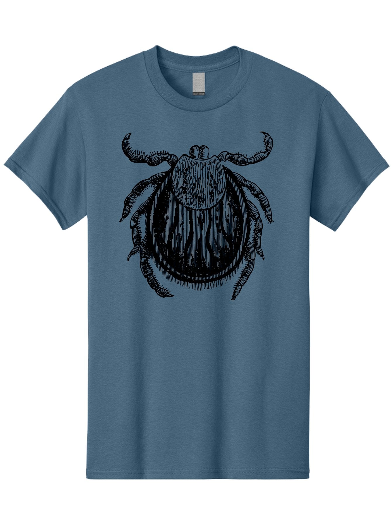Tick Men'S Graphic Tee, 100% Cotton, Comfortable Casual Summer Wear, Machine Washable, Tick Illustration, Black And Green, Insect Drawing, Arachnid Art, Parasite Icon, Detailed Engraving, Vector Graphic, Creepy Crawlers Aab559 11