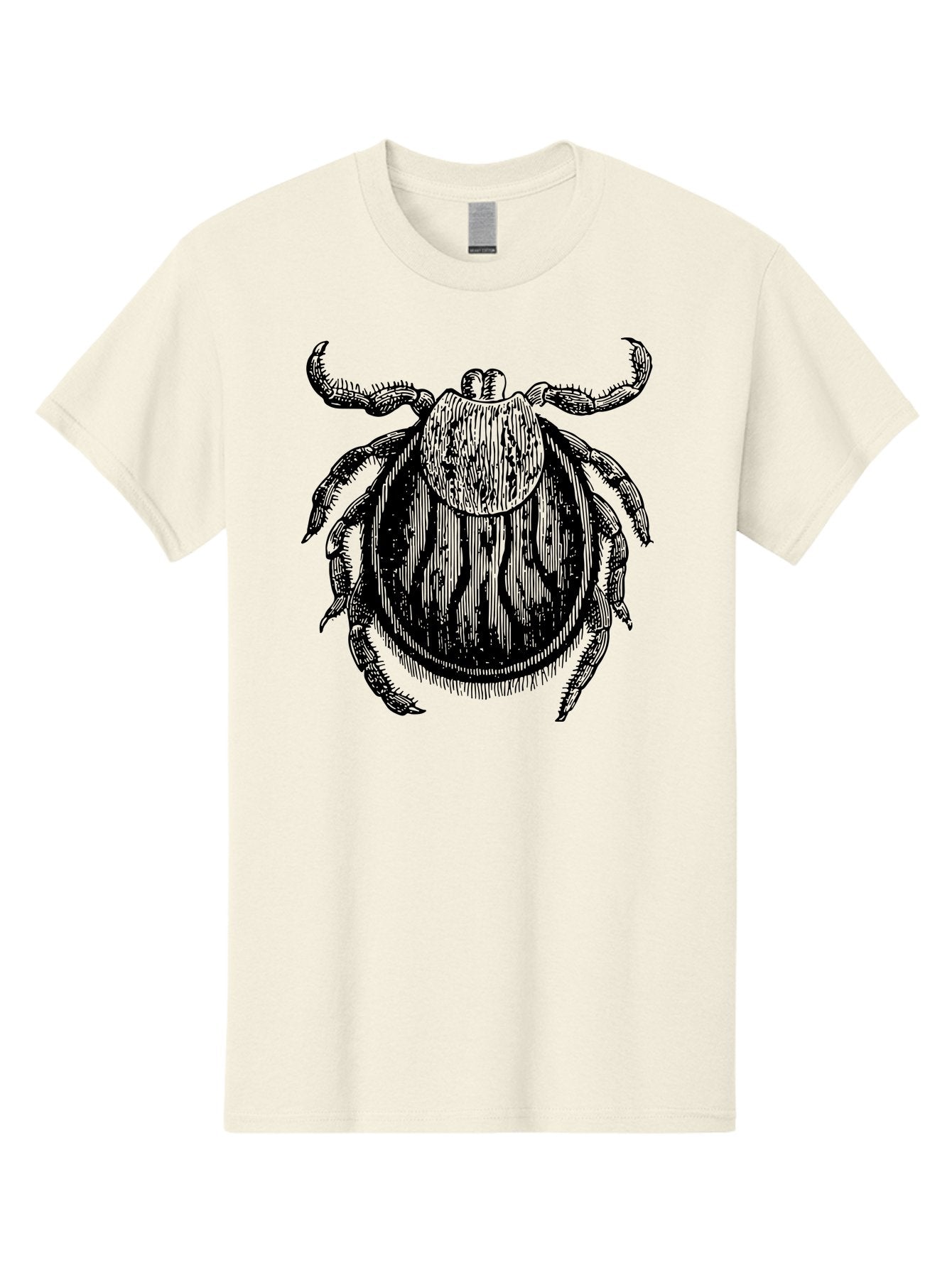 Tick Men'S Graphic Tee, 100% Cotton, Comfortable Casual Summer Wear, Machine Washable, Tick Illustration, Black And Green, Insect Drawing, Arachnid Art, Parasite Icon, Detailed Engraving, Vector Graphic, Creepy Crawlers Aab559 6
