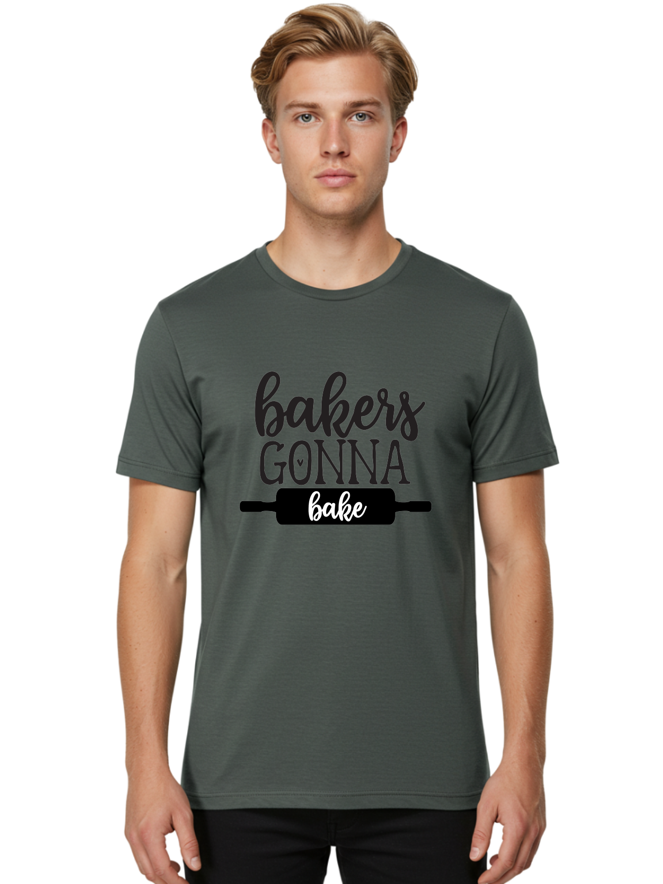 Bakers-Gonna-Bake-1 Men'S Graphic Tee, 100% Cotton, Comfortable Casual Summer Wear, Machine Washable, Baking Inspiration, Bakers Gonna Bake, Rolling Pin, Baking Quotes, Sweet Treats, Baker'S Life, Baking Love, Pastry Arts Aab562 24