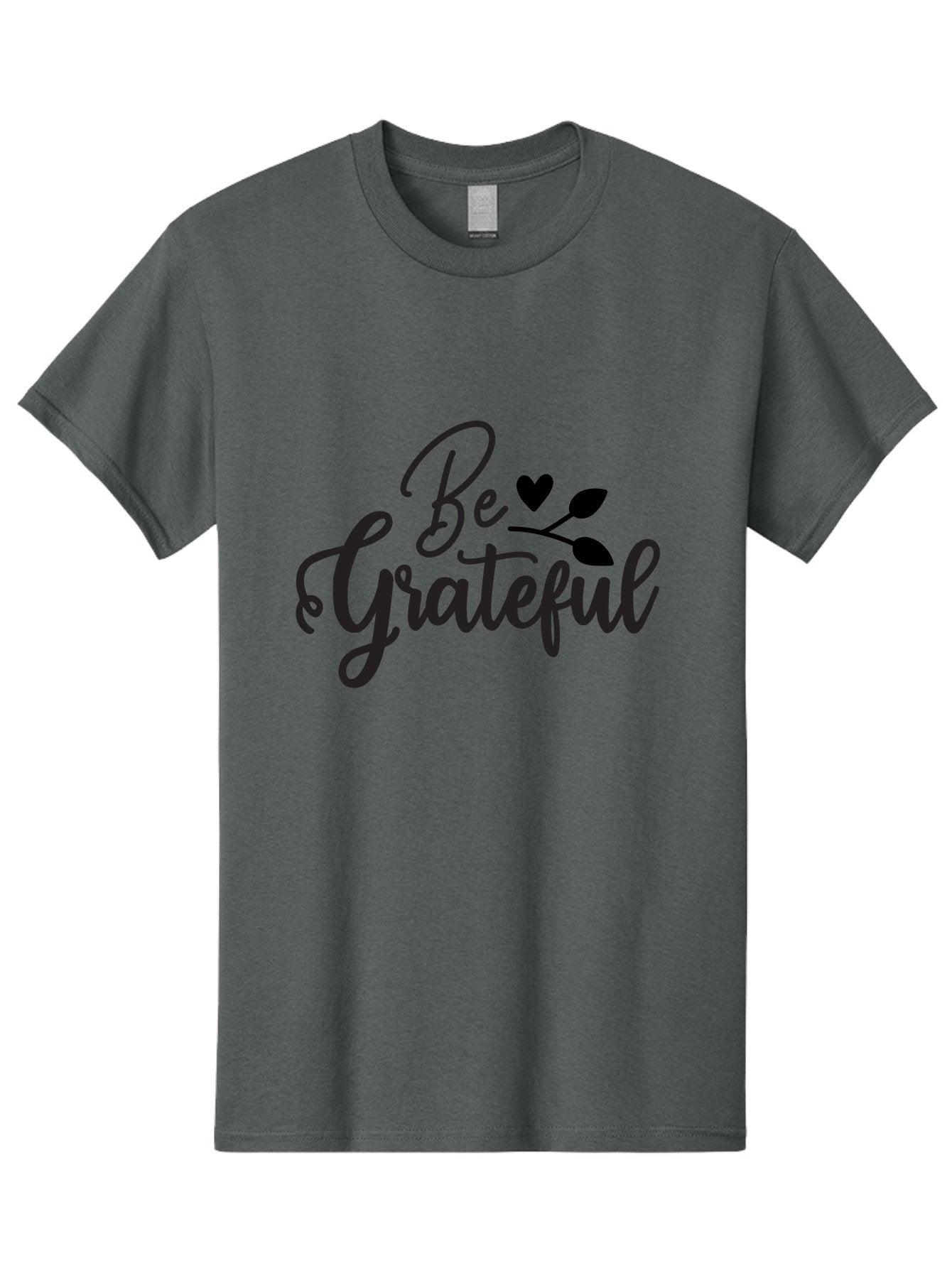 Be-Grateful Men'S Graphic Tee, 100% Cotton, Comfortable Casual Summer Wear, Machine Washable, Inspirational Quote, Motivational Phrase, Positive Affirmation, Heart Symbol, Leaf Design, Gratitude Message, Black Lettering, Be Grateful Aab564 6