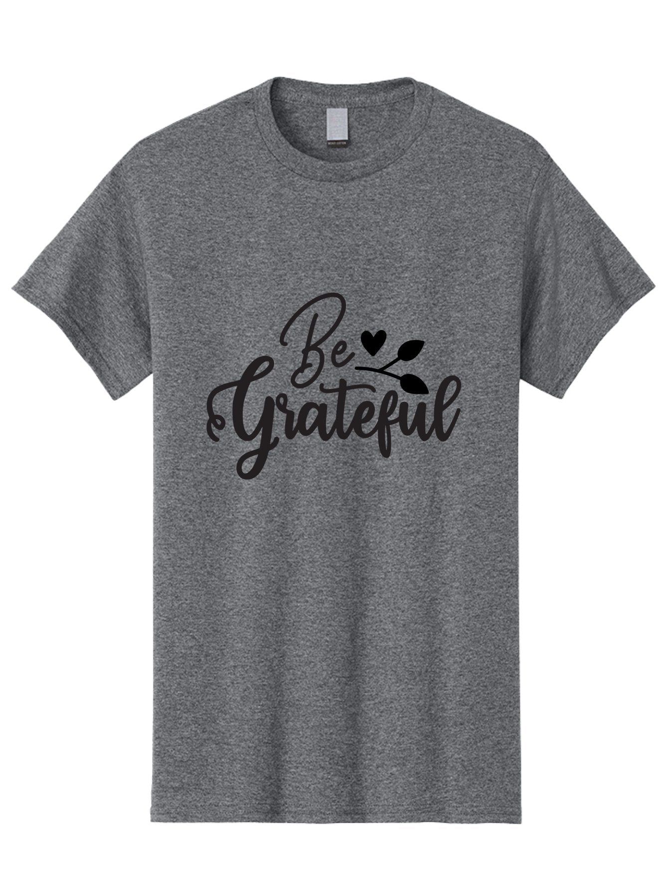 Be-Grateful Men'S Graphic Tee, 100% Cotton, Comfortable Casual Summer Wear, Machine Washable, Inspirational Quote, Motivational Phrase, Positive Affirmation, Heart Symbol, Leaf Design, Gratitude Message, Black Lettering, Be Grateful Aab564 10