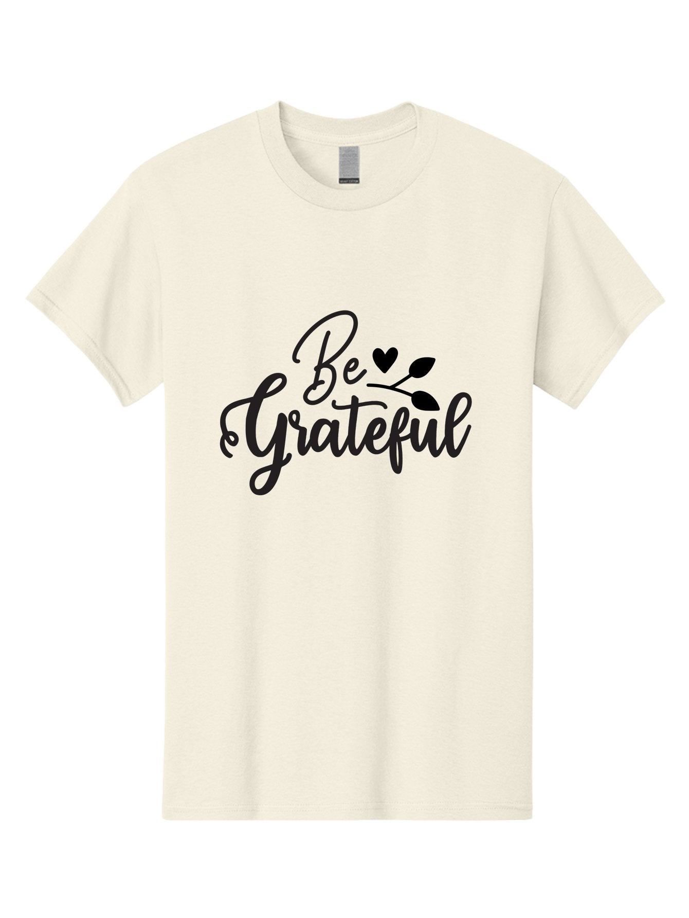 Be-Grateful Men'S Graphic Tee, 100% Cotton, Comfortable Casual Summer Wear, Machine Washable, Inspirational Quote, Motivational Phrase, Positive Affirmation, Heart Symbol, Leaf Design, Gratitude Message, Black Lettering, Be Grateful Aab564 13