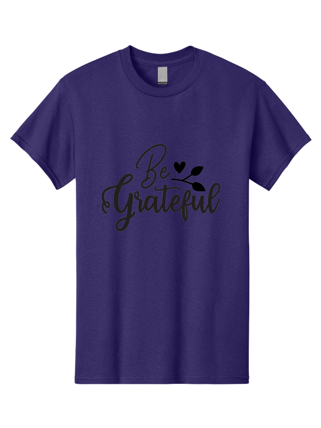 Be-Grateful Men'S Graphic Tee, 100% Cotton, Comfortable Casual Summer Wear, Machine Washable, Inspirational Quote, Motivational Phrase, Positive Affirmation, Heart Symbol, Leaf Design, Gratitude Message, Black Lettering, Be Grateful Aab564