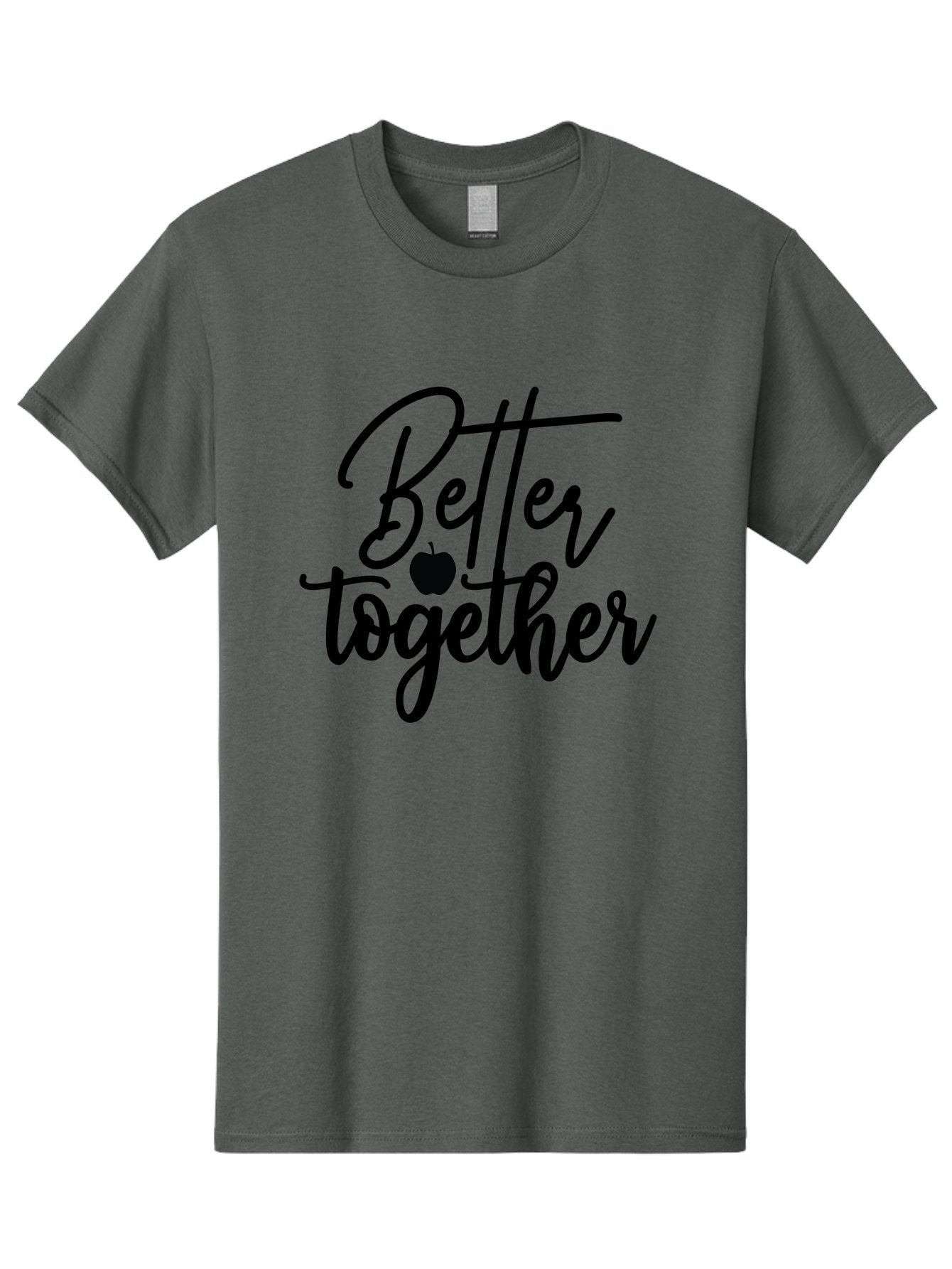 Better-Together Men'S Graphic Tee, 100% Cotton, Comfortable Casual Summer Wear, Machine Washable, Better Together, Inspirational Quote, Apple Symbol, Teamwork, Unity, Motivational Phrase, Cursive Text, Black Font, Educational Theme Aab565 15