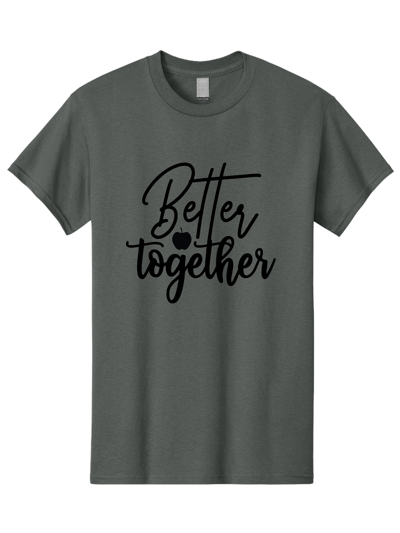 Better-Together Men'S Graphic Tee, 100% Cotton, Comfortable Casual Summer Wear, Machine Washable, Better Together, Inspirational Quote, Apple Symbol, Teamwork, Unity, Motivational Phrase, Cursive Text, Black Font, Educational Theme Aab565