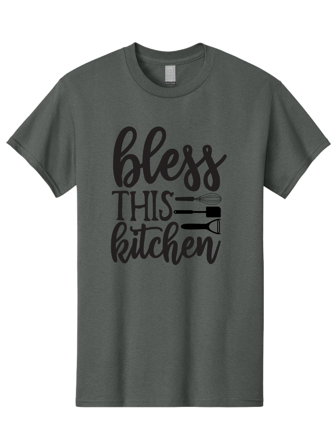 Bless-This-Kitchen Men'S Graphic Tee, 100% Cotton, Comfortable Casual Summer Wear, Machine Washable, Kitchen Decor, Cooking Inspiration, Home Blessing, Kitchen Utensils, Cooking Love, Kitchen Decoration, Kitchenware, Whisk, Spatula, Aab566 12