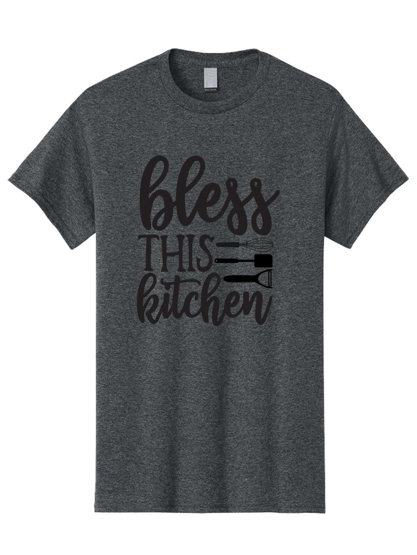 Bless-This-Kitchen Men'S Graphic Tee, 100% Cotton, Comfortable Casual Summer Wear, Machine Washable, Kitchen Decor, Cooking Inspiration, Home Blessing, Kitchen Utensils, Cooking Love, Kitchen Decoration, Kitchenware, Whisk, Spatula, Aab566