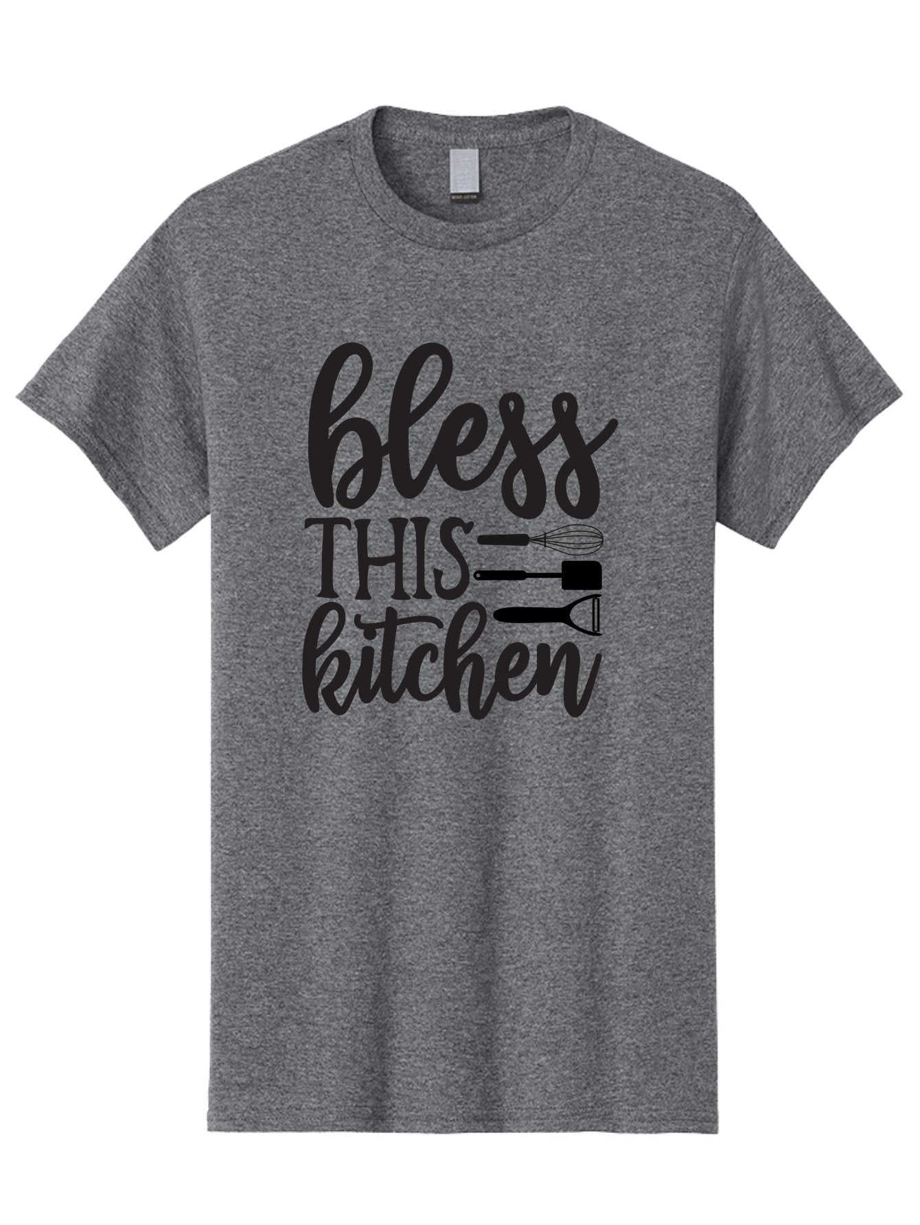 Bless-This-Kitchen Men'S Graphic Tee, 100% Cotton, Comfortable Casual Summer Wear, Machine Washable, Kitchen Decor, Cooking Inspiration, Home Blessing, Kitchen Utensils, Cooking Love, Kitchen Decoration, Kitchenware, Whisk, Spatula, Aab566 3