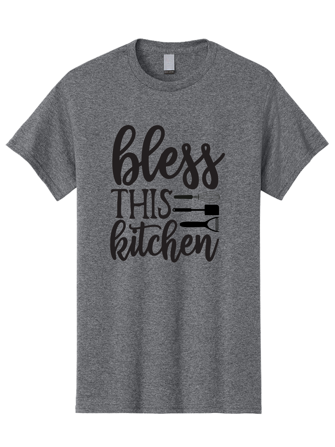 Bless-This-Kitchen Men'S Graphic Tee, 100% Cotton, Comfortable Casual Summer Wear, Machine Washable, Kitchen Decor, Cooking Inspiration, Home Blessing, Kitchen Utensils, Cooking Love, Kitchen Decoration, Kitchenware, Whisk, Spatula, Aab566 17
