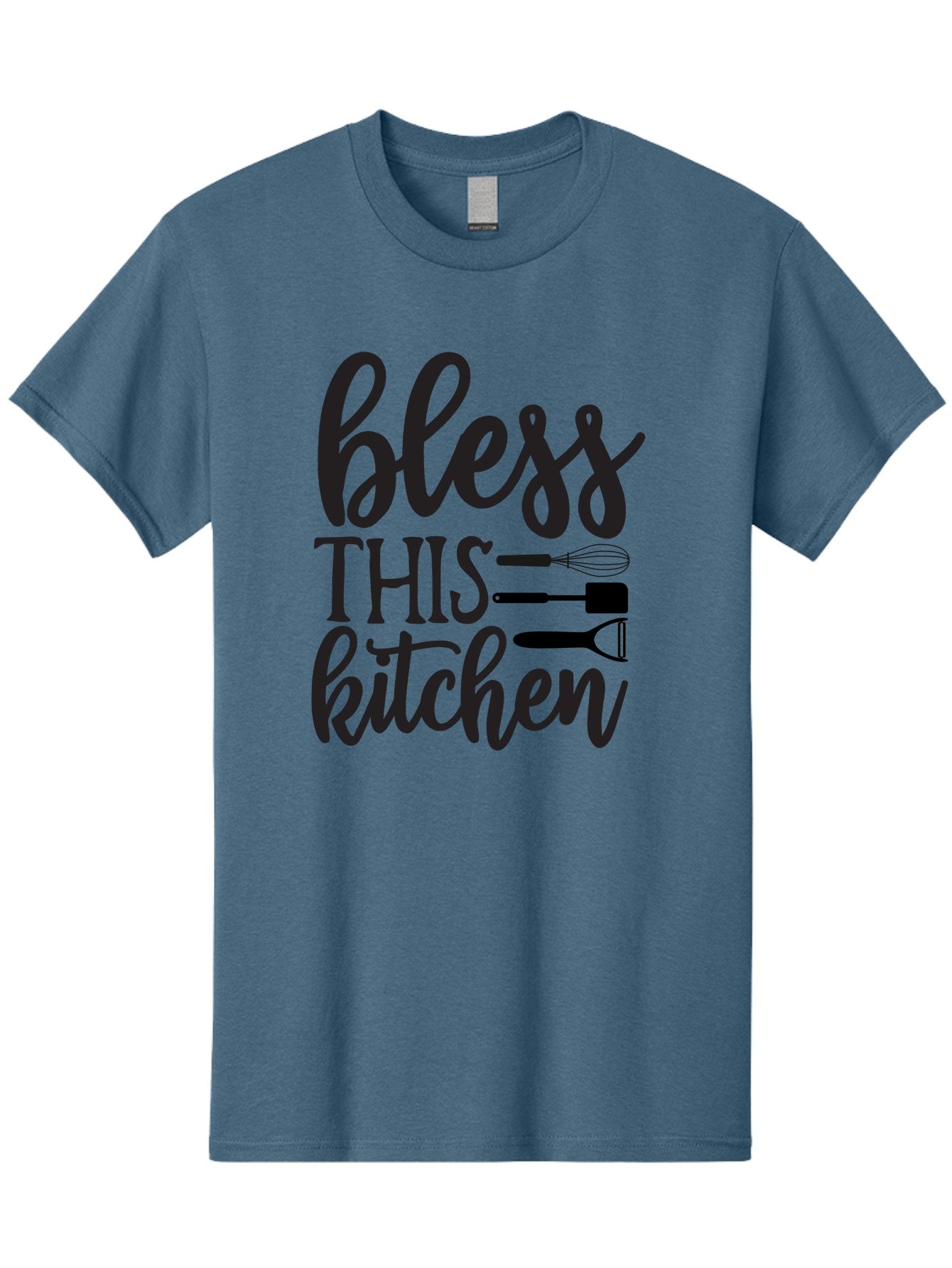 Bless-This-Kitchen Men'S Graphic Tee, 100% Cotton, Comfortable Casual Summer Wear, Machine Washable, Kitchen Decor, Cooking Inspiration, Home Blessing, Kitchen Utensils, Cooking Love, Kitchen Decoration, Kitchenware, Whisk, Spatula, Aab566 15