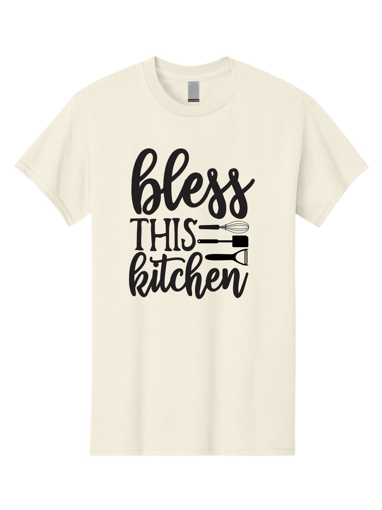 Bless-This-Kitchen Men'S Graphic Tee, 100% Cotton, Comfortable Casual Summer Wear, Machine Washable, Kitchen Decor, Cooking Inspiration, Home Blessing, Kitchen Utensils, Cooking Love, Kitchen Decoration, Kitchenware, Whisk, Spatula, Aab566 14