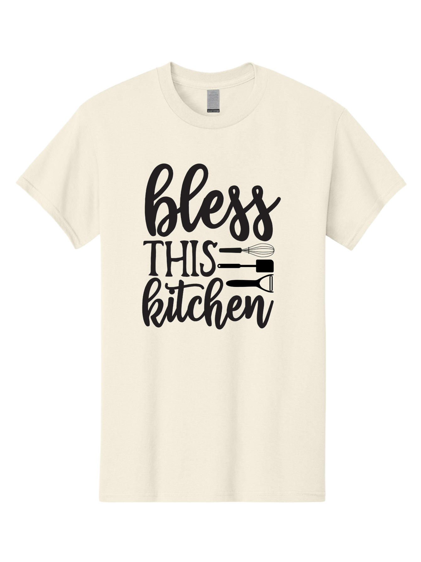 Bless-This-Kitchen Men'S Graphic Tee, 100% Cotton, Comfortable Casual Summer Wear, Machine Washable, Kitchen Decor, Cooking Inspiration, Home Blessing, Kitchen Utensils, Cooking Love, Kitchen Decoration, Kitchenware, Whisk, Spatula, Aab566 3
