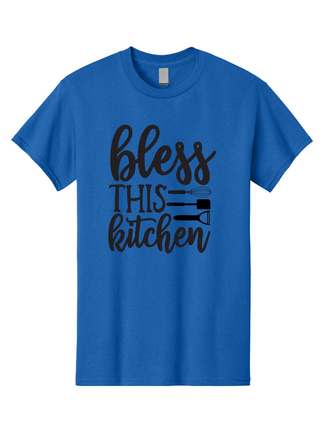 Bless-This-Kitchen Men'S Graphic Tee, 100% Cotton, Comfortable Casual Summer Wear, Machine Washable, Kitchen Decor, Cooking Inspiration, Home Blessing, Kitchen Utensils, Cooking Love, Kitchen Decoration, Kitchenware, Whisk, Spatula, Aab566 9