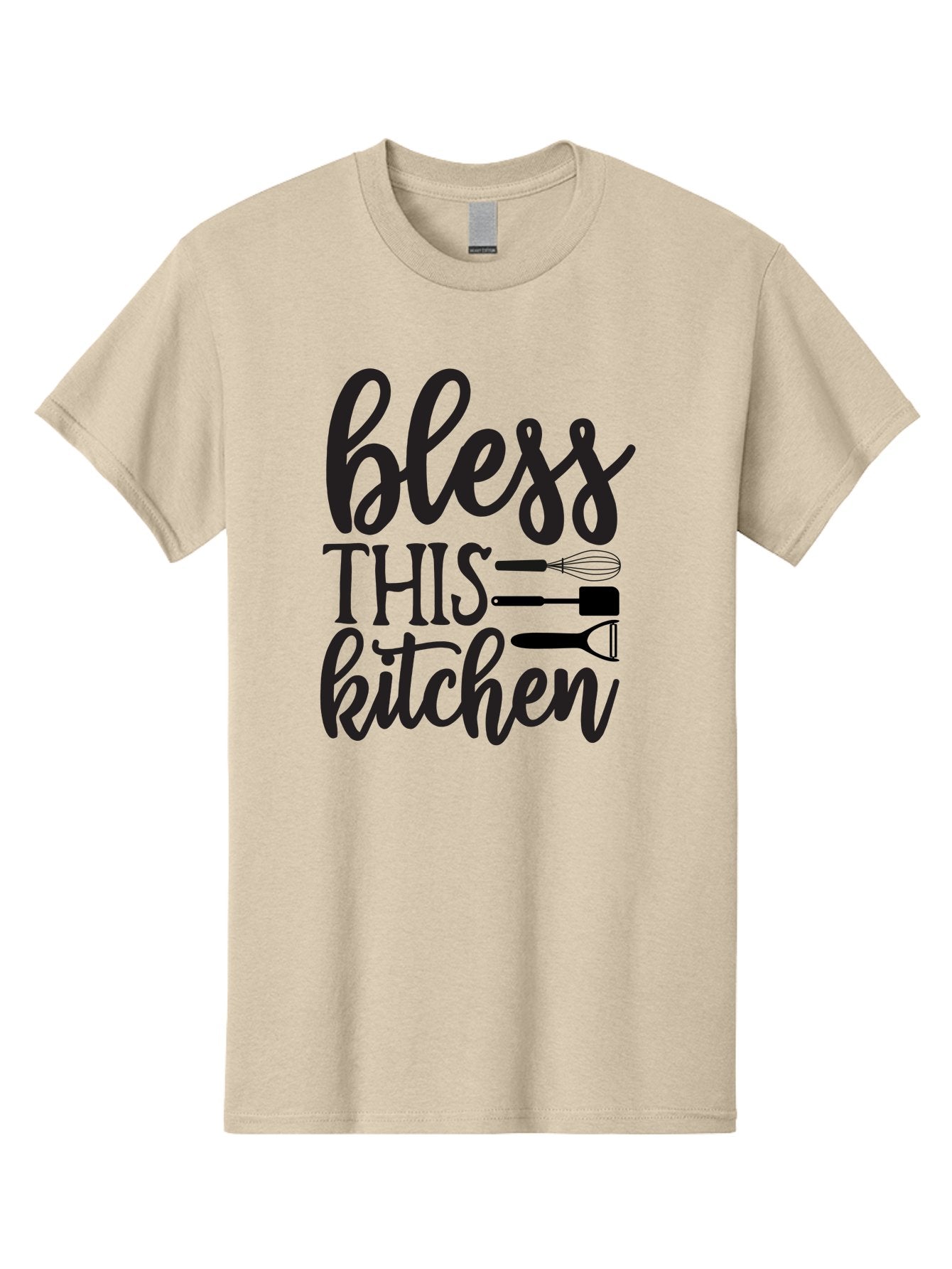 Bless-This-Kitchen Men'S Graphic Tee, 100% Cotton, Comfortable Casual Summer Wear, Machine Washable, Kitchen Decor, Cooking Inspiration, Home Blessing, Kitchen Utensils, Cooking Love, Kitchen Decoration, Kitchenware, Whisk, Spatula, Aab566 13