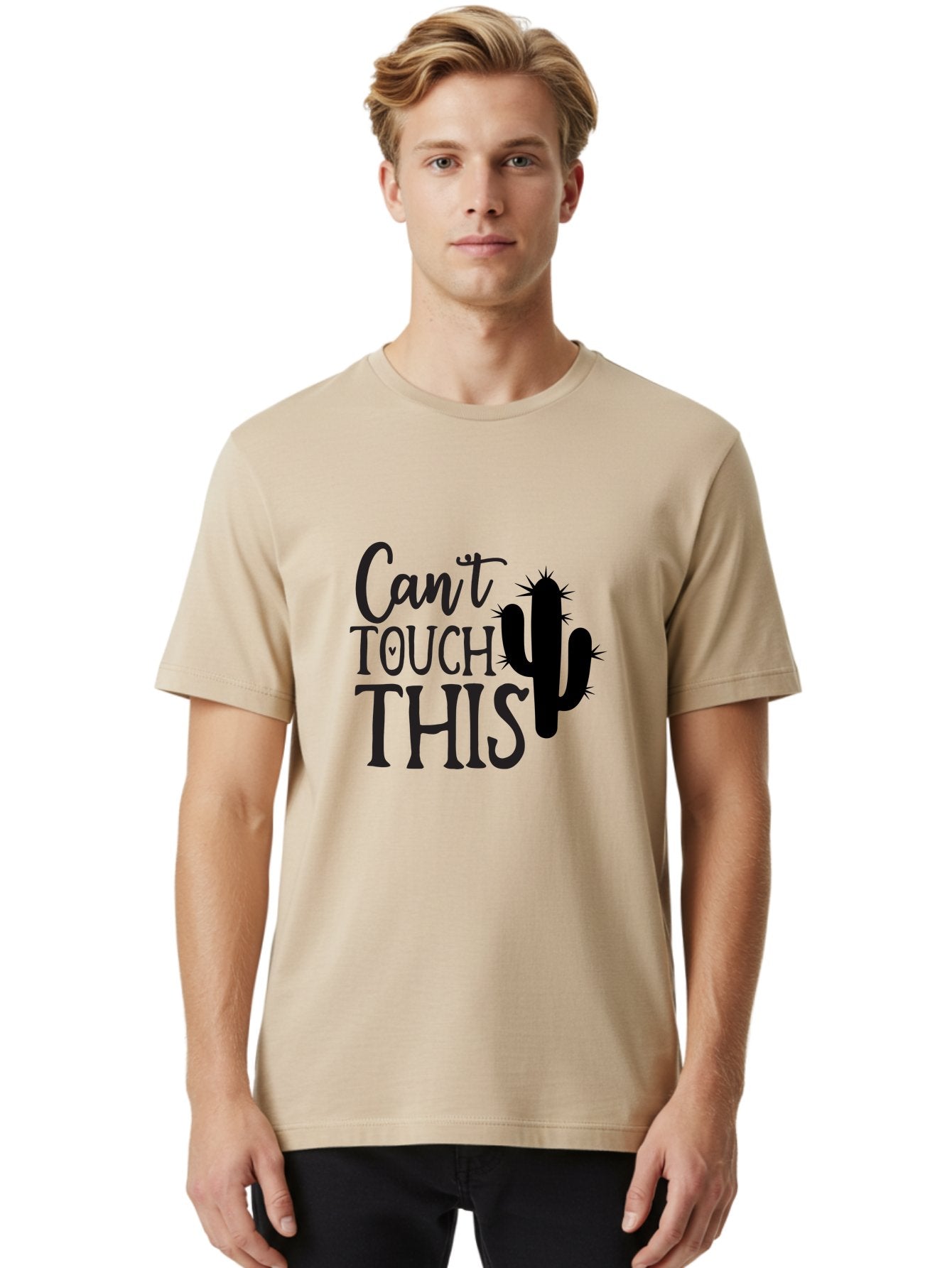Cant-Touch-This-Cactus Men'S Graphic Tee, 100% Cotton, Comfortable Casual Summer Wear, Machine Washable, Funny Cactus Design, Prickly Humor, Cactus Silhouette, Humorous Quote, Playful Graphic, Funny Saying, Cactus Illustration, Sassy Phrase Aab568 23