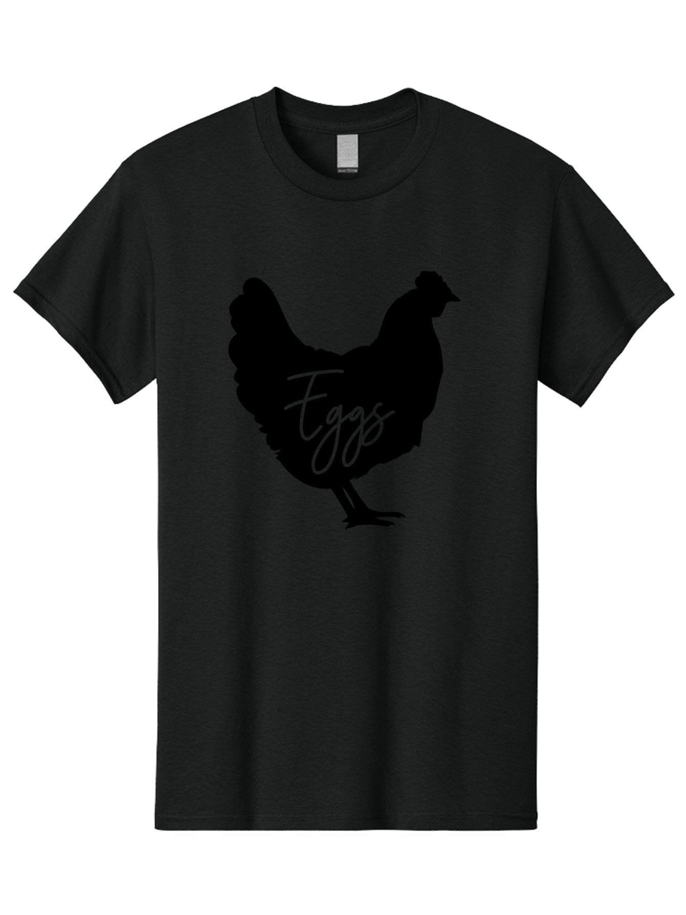 Eggs Men'S Graphic Tee, 100% Cotton, Comfortable Casual Summer Wear, Machine Washable, Black Chicken Silhouette, Egg Production Logo, Poultry Farm Graphics, Chicken Illustration, Eggs Text Overlay, Farm Fresh Eggs, Simple Design Elements, Aab573
