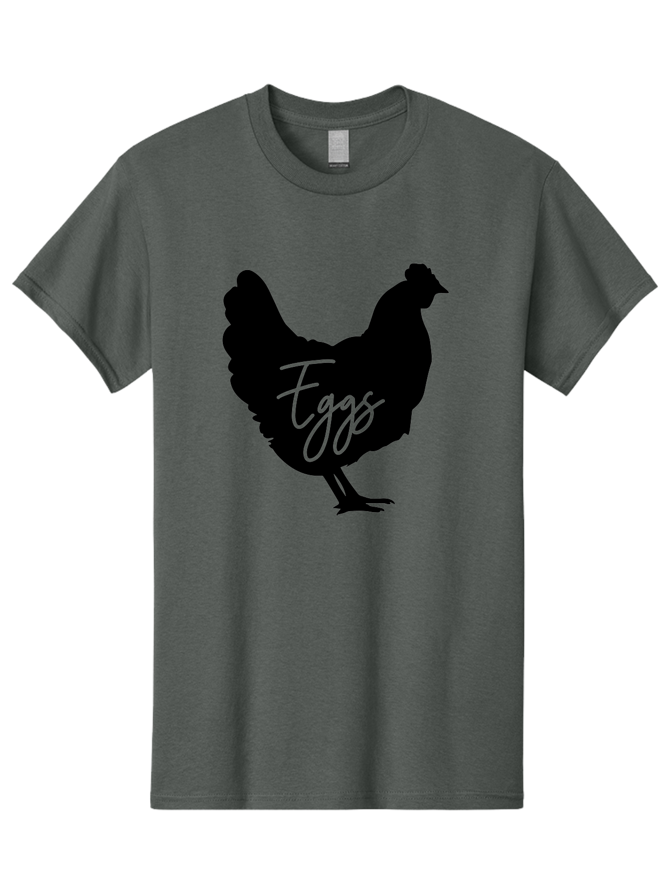 Eggs Men'S Graphic Tee, 100% Cotton, Comfortable Casual Summer Wear, Machine Washable, Black Chicken Silhouette, Egg Production Logo, Poultry Farm Graphics, Chicken Illustration, Eggs Text Overlay, Farm Fresh Eggs, Simple Design Elements, Aab573 3