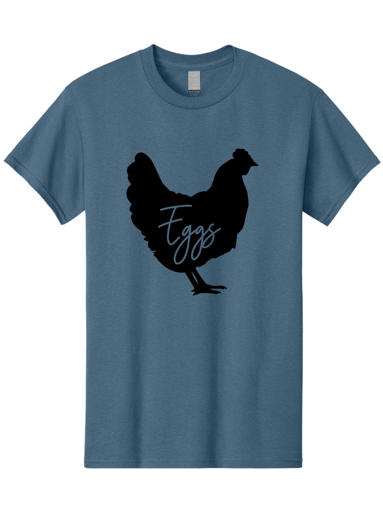 Eggs Men'S Graphic Tee, 100% Cotton, Comfortable Casual Summer Wear, Machine Washable, Black Chicken Silhouette, Egg Production Logo, Poultry Farm Graphics, Chicken Illustration, Eggs Text Overlay, Farm Fresh Eggs, Simple Design Elements, Aab573 12