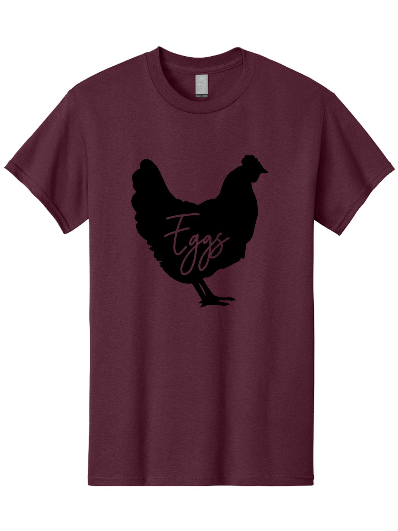 Eggs Men'S Graphic Tee, 100% Cotton, Comfortable Casual Summer Wear, Machine Washable, Black Chicken Silhouette, Egg Production Logo, Poultry Farm Graphics, Chicken Illustration, Eggs Text Overlay, Farm Fresh Eggs, Simple Design Elements, Aab573