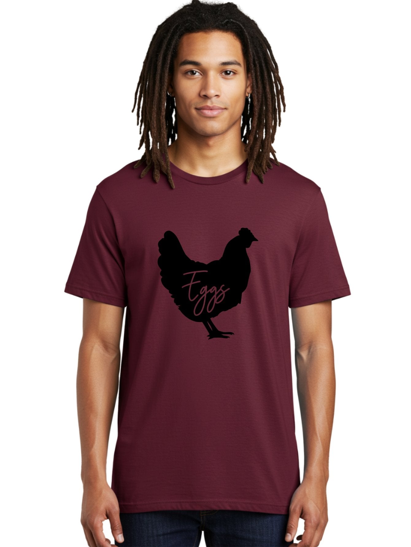 Eggs Men'S Graphic Tee, 100% Cotton, Comfortable Casual Summer Wear, Machine Washable, Black Chicken Silhouette, Egg Production Logo, Poultry Farm Graphics, Chicken Illustration, Eggs Text Overlay, Farm Fresh Eggs, Simple Design Elements, Aab573 19