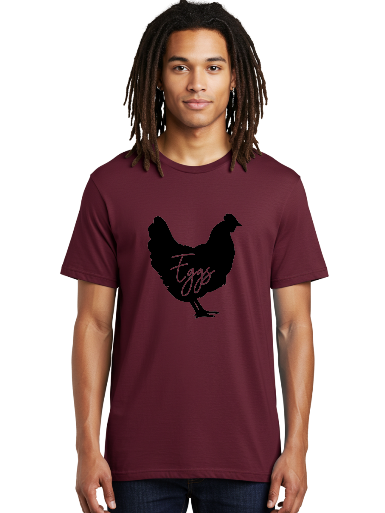 Eggs Men'S Graphic Tee, 100% Cotton, Comfortable Casual Summer Wear, Machine Washable, Black Chicken Silhouette, Egg Production Logo, Poultry Farm Graphics, Chicken Illustration, Eggs Text Overlay, Farm Fresh Eggs, Simple Design Elements, Aab573 14