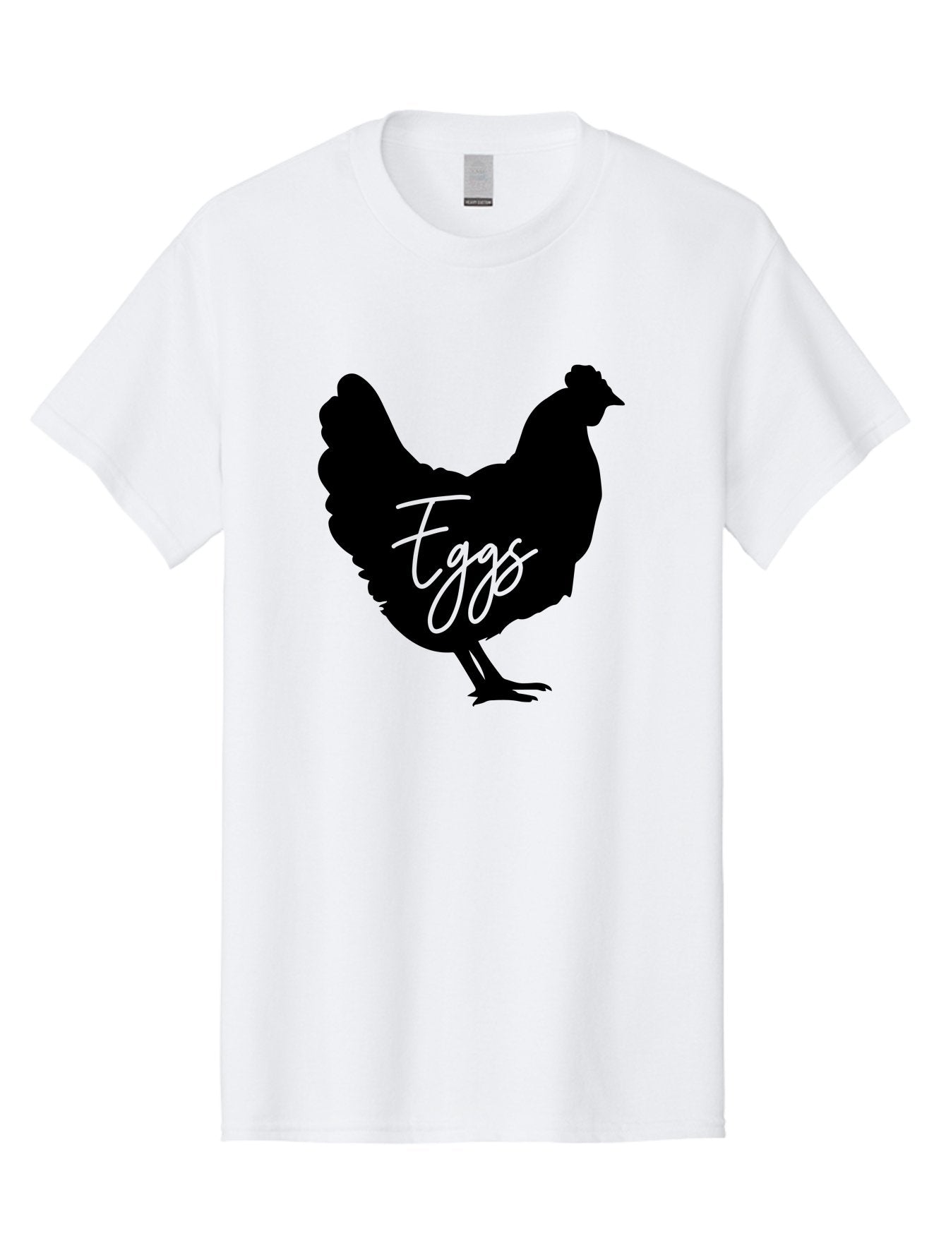 Eggs Men'S Graphic Tee, 100% Cotton, Comfortable Casual Summer Wear, Machine Washable, Black Chicken Silhouette, Egg Production Logo, Poultry Farm Graphics, Chicken Illustration, Eggs Text Overlay, Farm Fresh Eggs, Simple Design Elements, Aab573 5