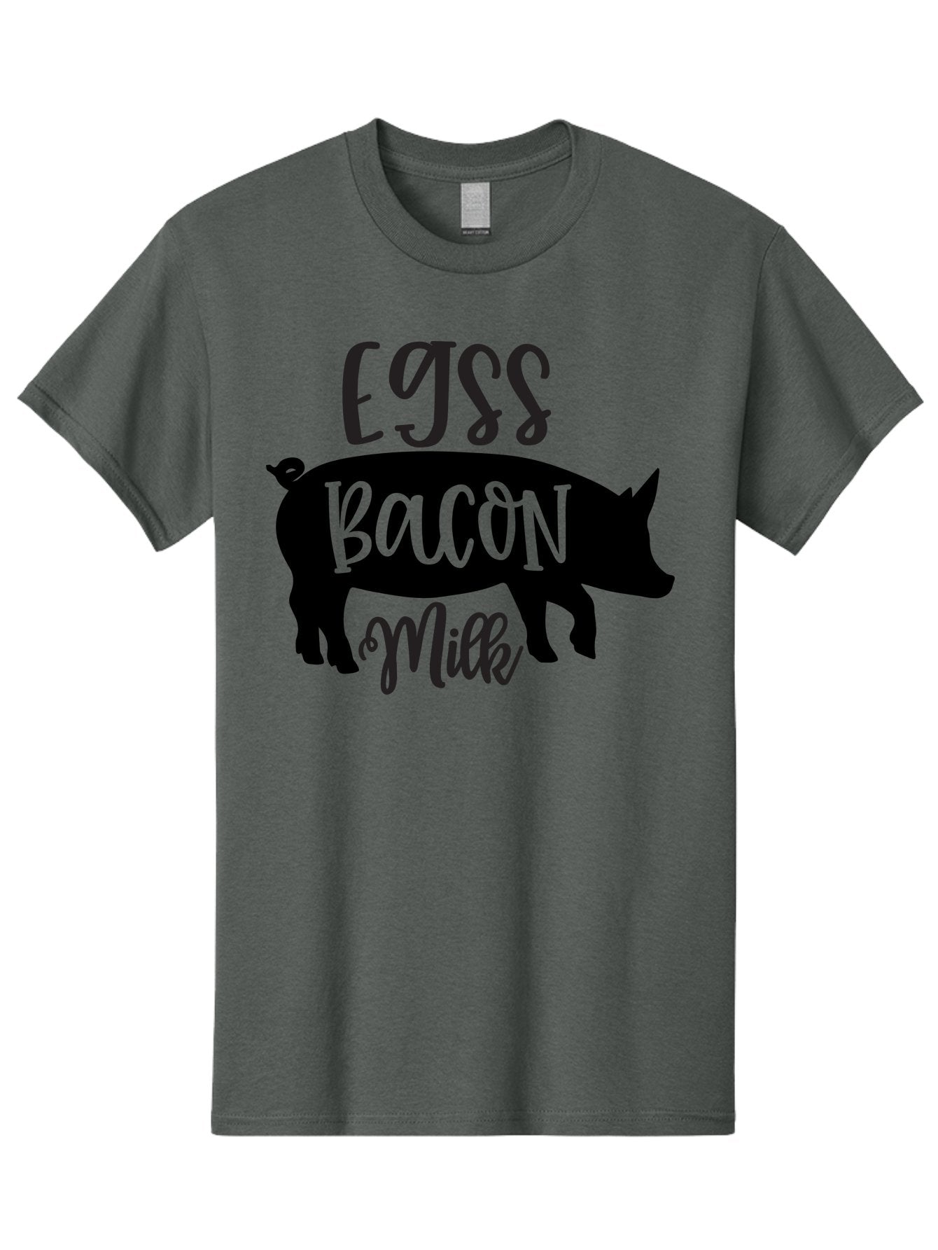 Egjss-Bacon-Milk Men'S Graphic Tee, 100% Cotton, Comfortable Casual Summer Wear, Machine Washable, Eggs, Bacon, Milk, Pig Silhouette, Farm Fresh, Dairy Products, Breakfast Foods, Savory Delights, Farm-To-Table Aab574 3
