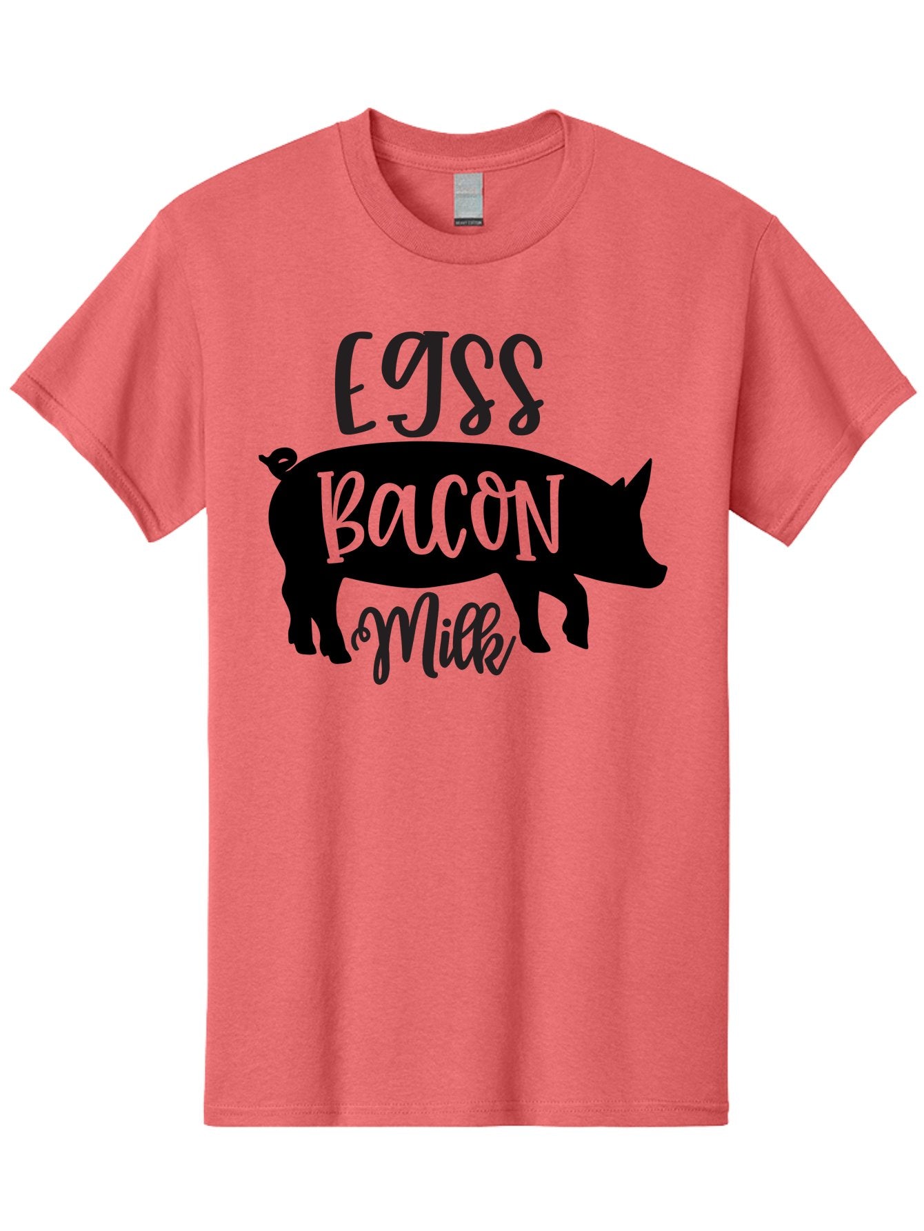Egjss-Bacon-Milk Men'S Graphic Tee, 100% Cotton, Comfortable Casual Summer Wear, Machine Washable, Eggs, Bacon, Milk, Pig Silhouette, Farm Fresh, Dairy Products, Breakfast Foods, Savory Delights, Farm-To-Table Aab574 8