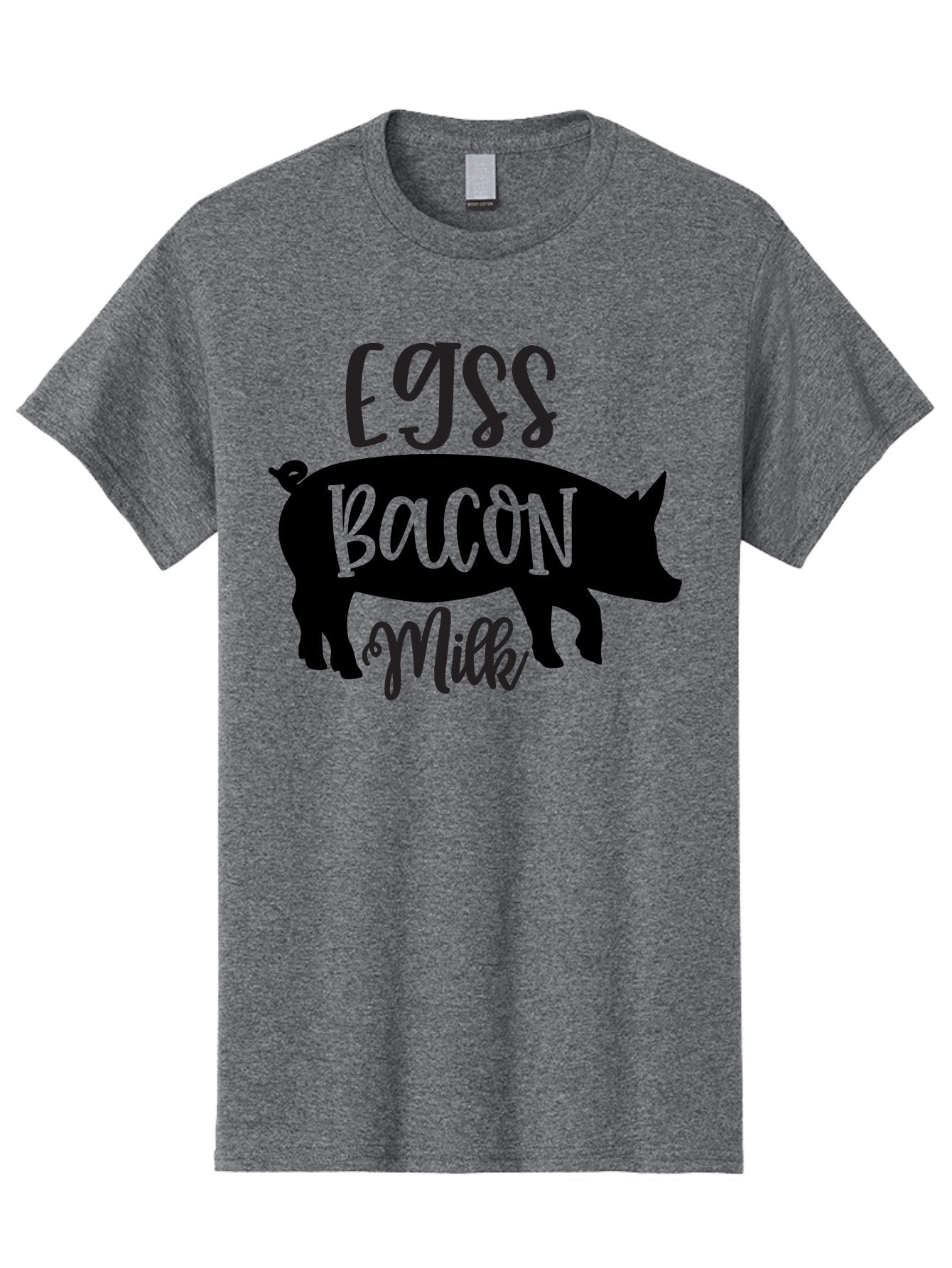 Egjss-Bacon-Milk Men'S Graphic Tee, 100% Cotton, Comfortable Casual Summer Wear, Machine Washable, Eggs, Bacon, Milk, Pig Silhouette, Farm Fresh, Dairy Products, Breakfast Foods, Savory Delights, Farm-To-Table Aab574 12