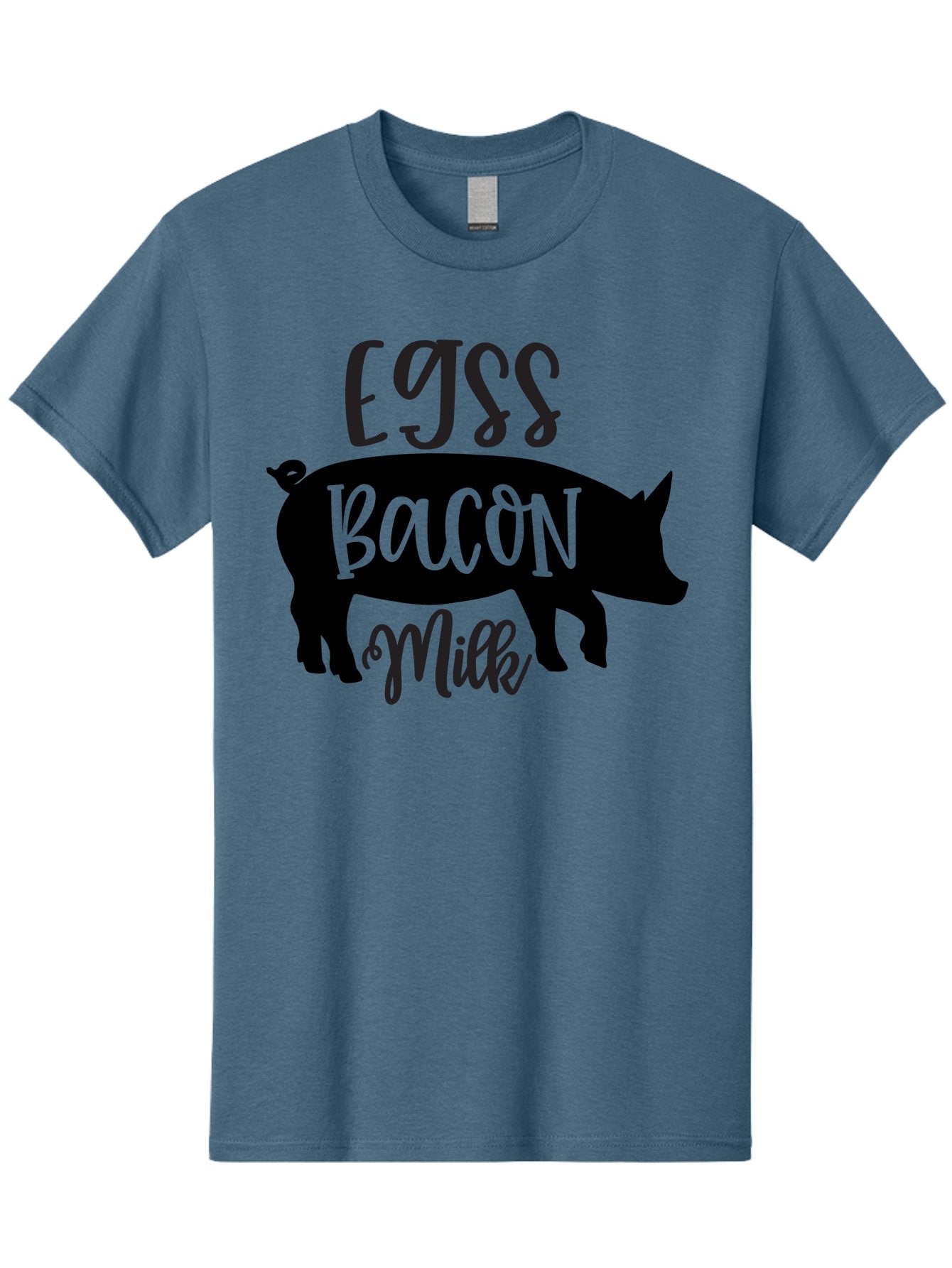 Egjss-Bacon-Milk Men'S Graphic Tee, 100% Cotton, Comfortable Casual Summer Wear, Machine Washable, Eggs, Bacon, Milk, Pig Silhouette, Farm Fresh, Dairy Products, Breakfast Foods, Savory Delights, Farm-To-Table Aab574