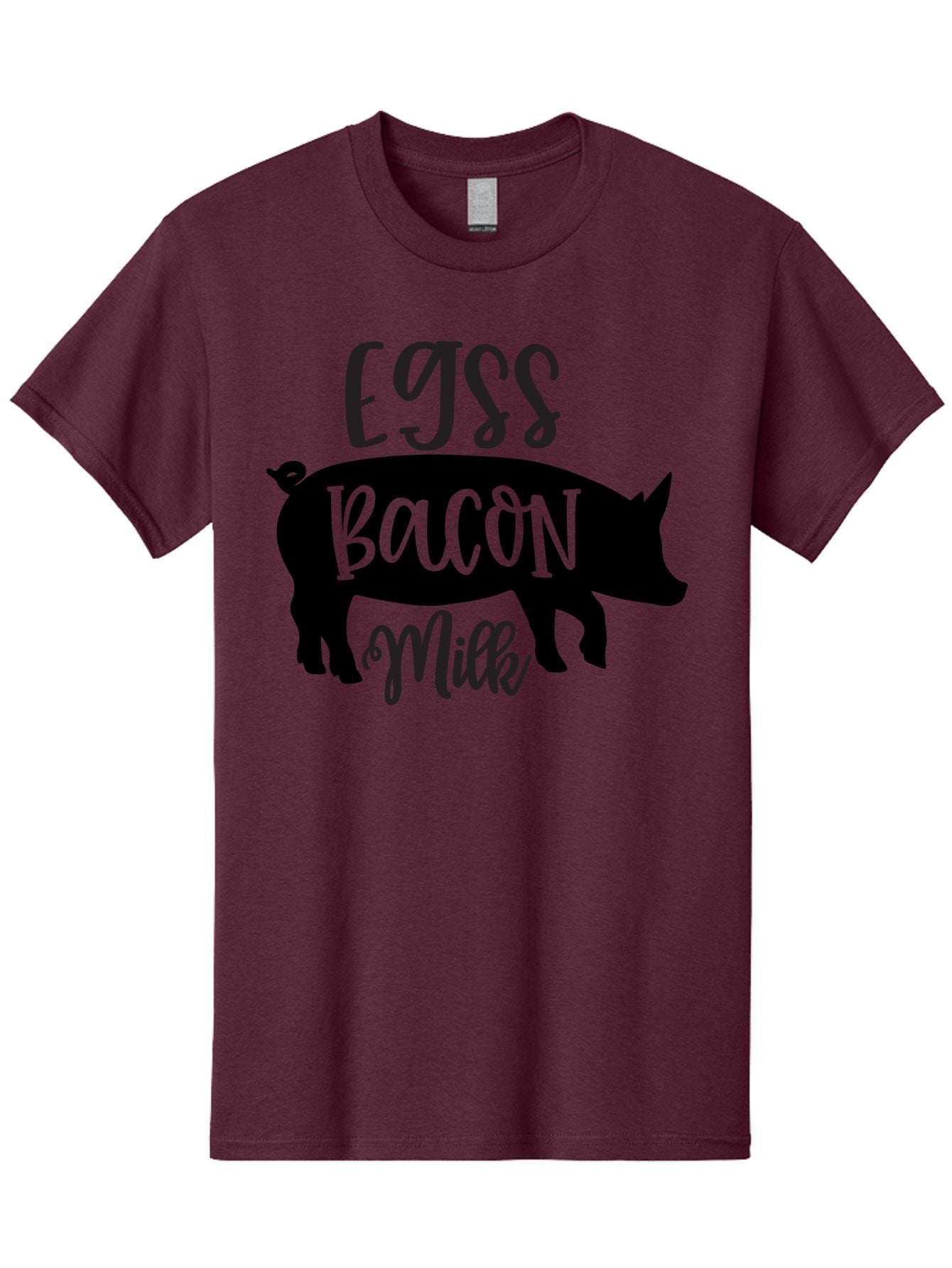 Egjss-Bacon-Milk Men'S Graphic Tee, 100% Cotton, Comfortable Casual Summer Wear, Machine Washable, Eggs, Bacon, Milk, Pig Silhouette, Farm Fresh, Dairy Products, Breakfast Foods, Savory Delights, Farm-To-Table Aab574 5